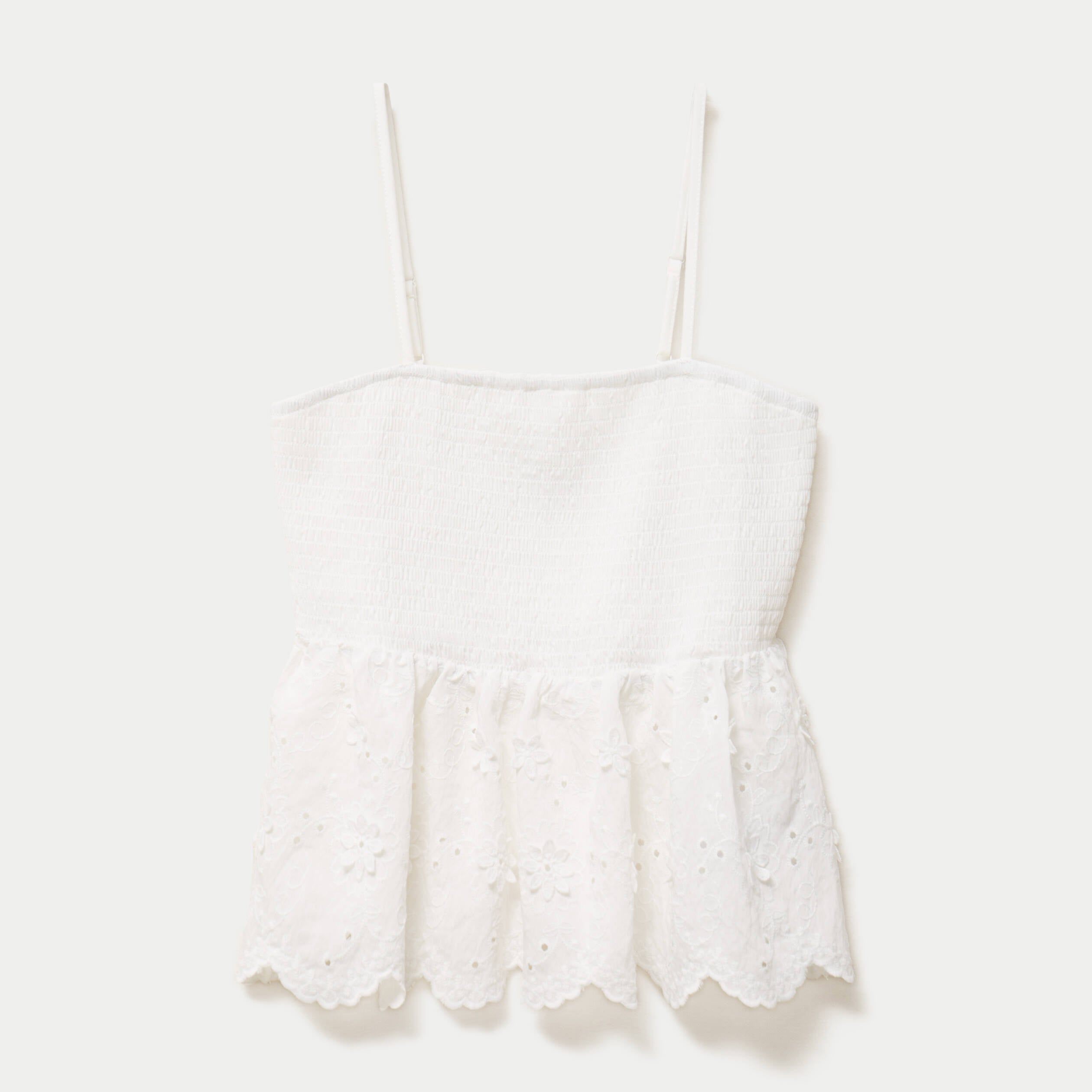 Top bi-mati&egrave;re &agrave; bretelles blanc femme