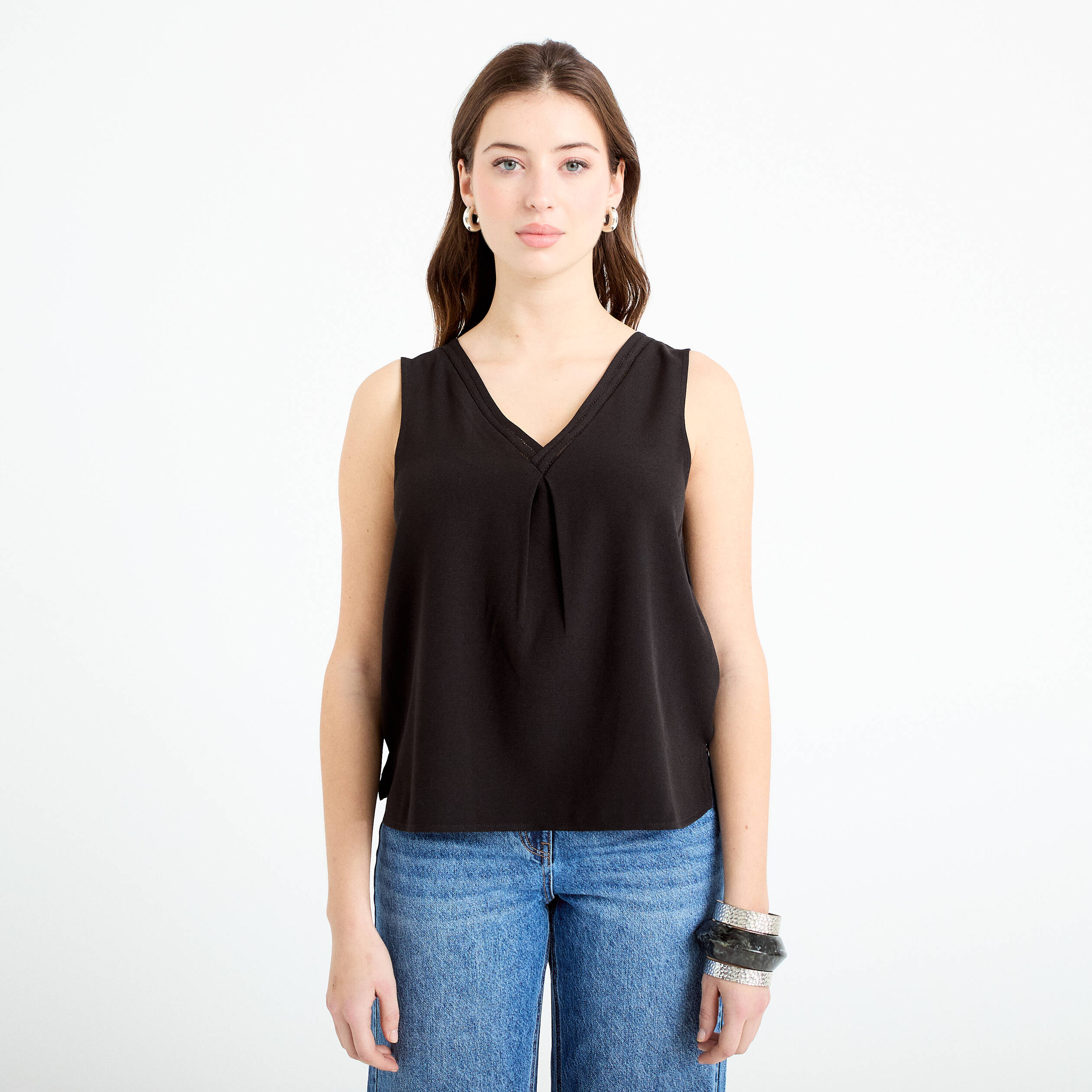 D&eacute;bardeur sans manches noir femme
