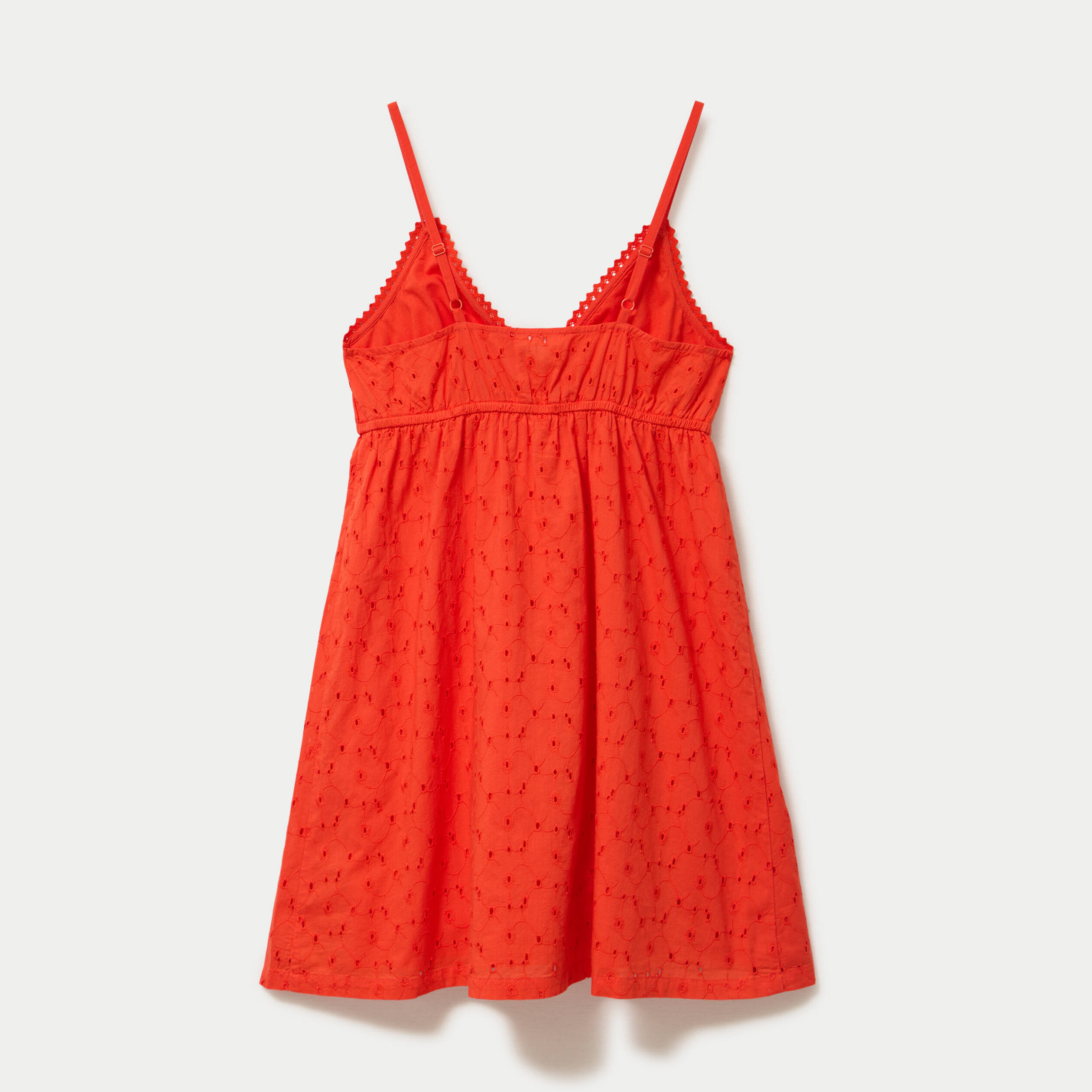 Robe courte &eacute;vas&eacute;e col v bretelles orange fonc&eacute; femme