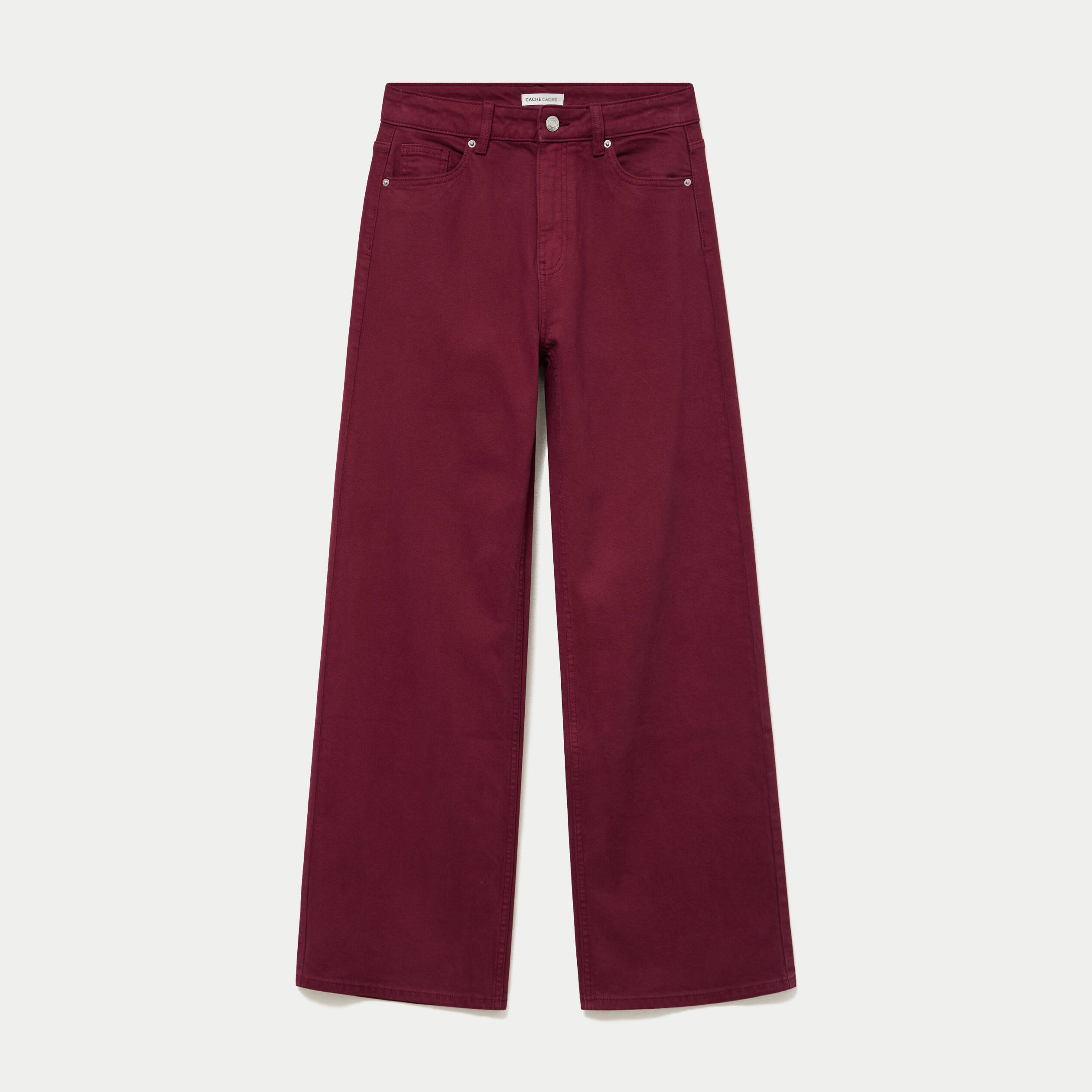 Jean wide leg taille haute bordeaux femme