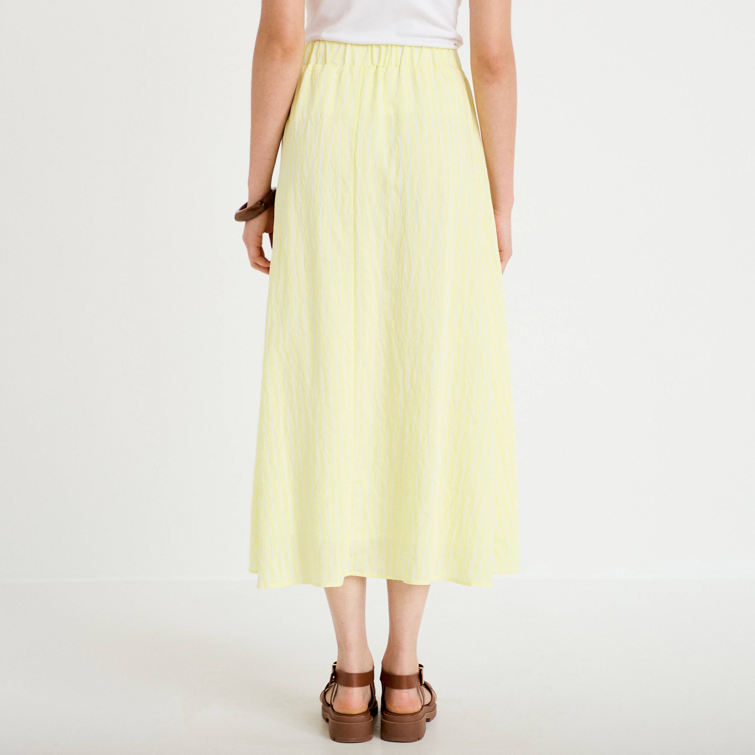 Jupon &eacute;vas&eacute; longueur 3/4 jaune femme