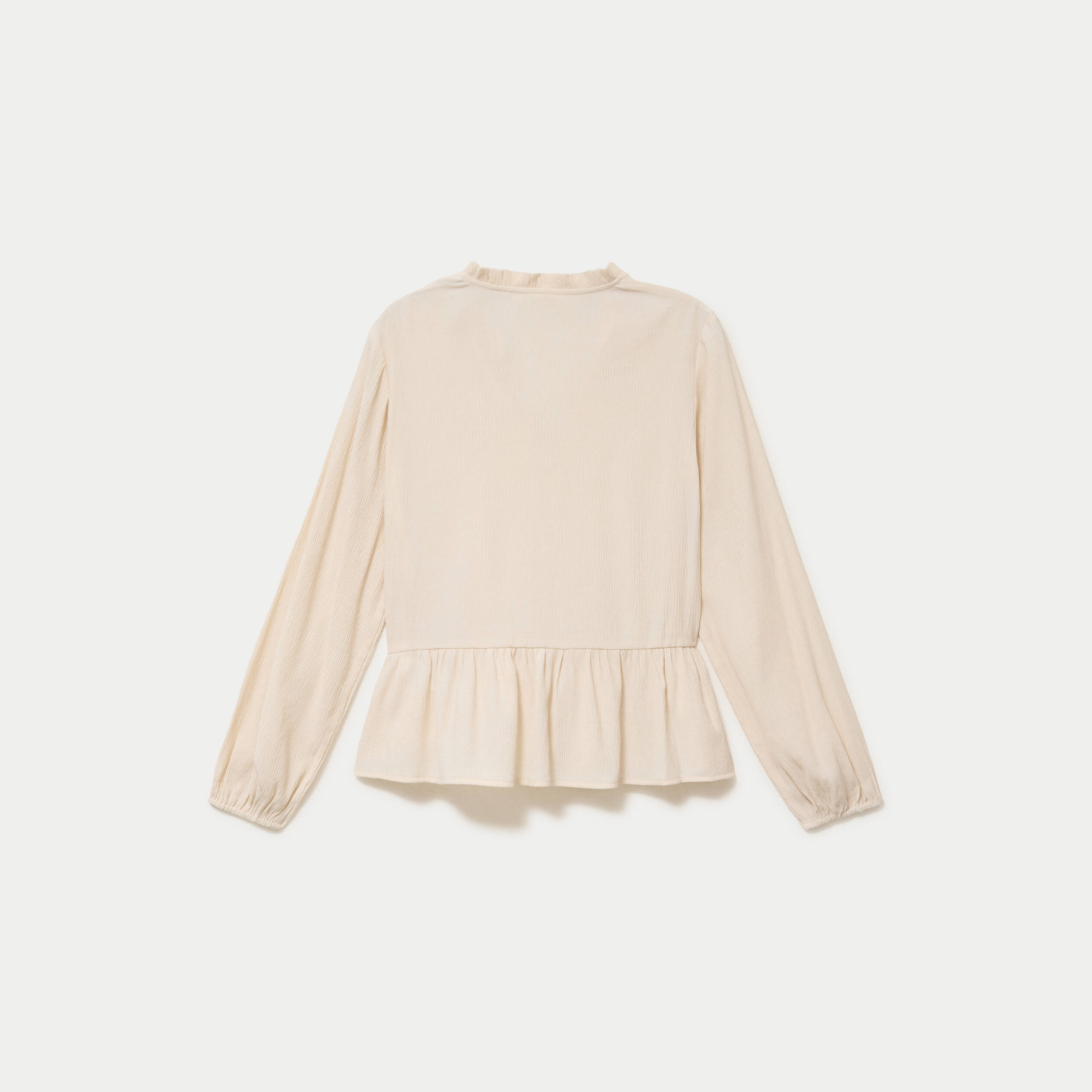 Blouse ample col v manches longues beige femme