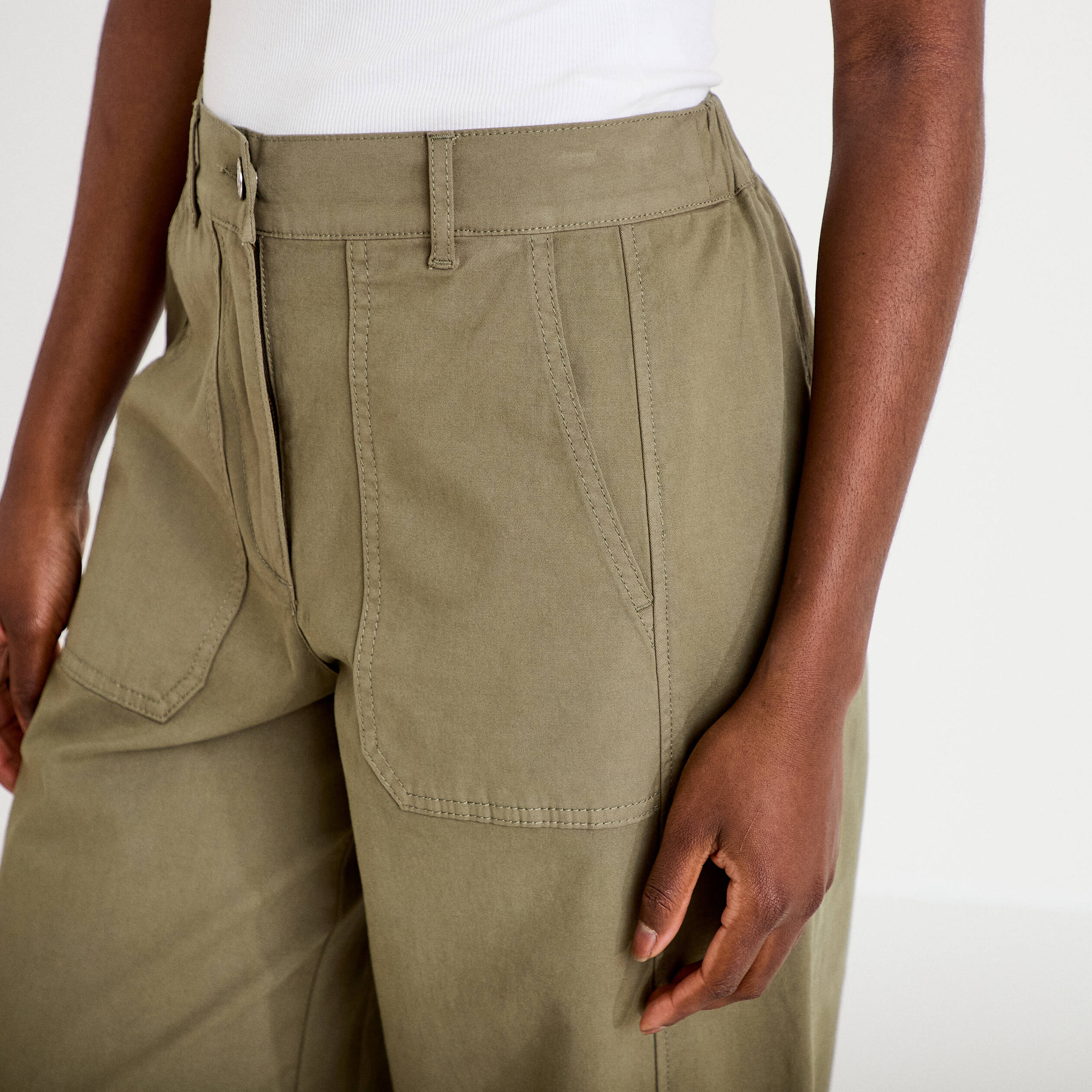 Pantalon vert kaki femme