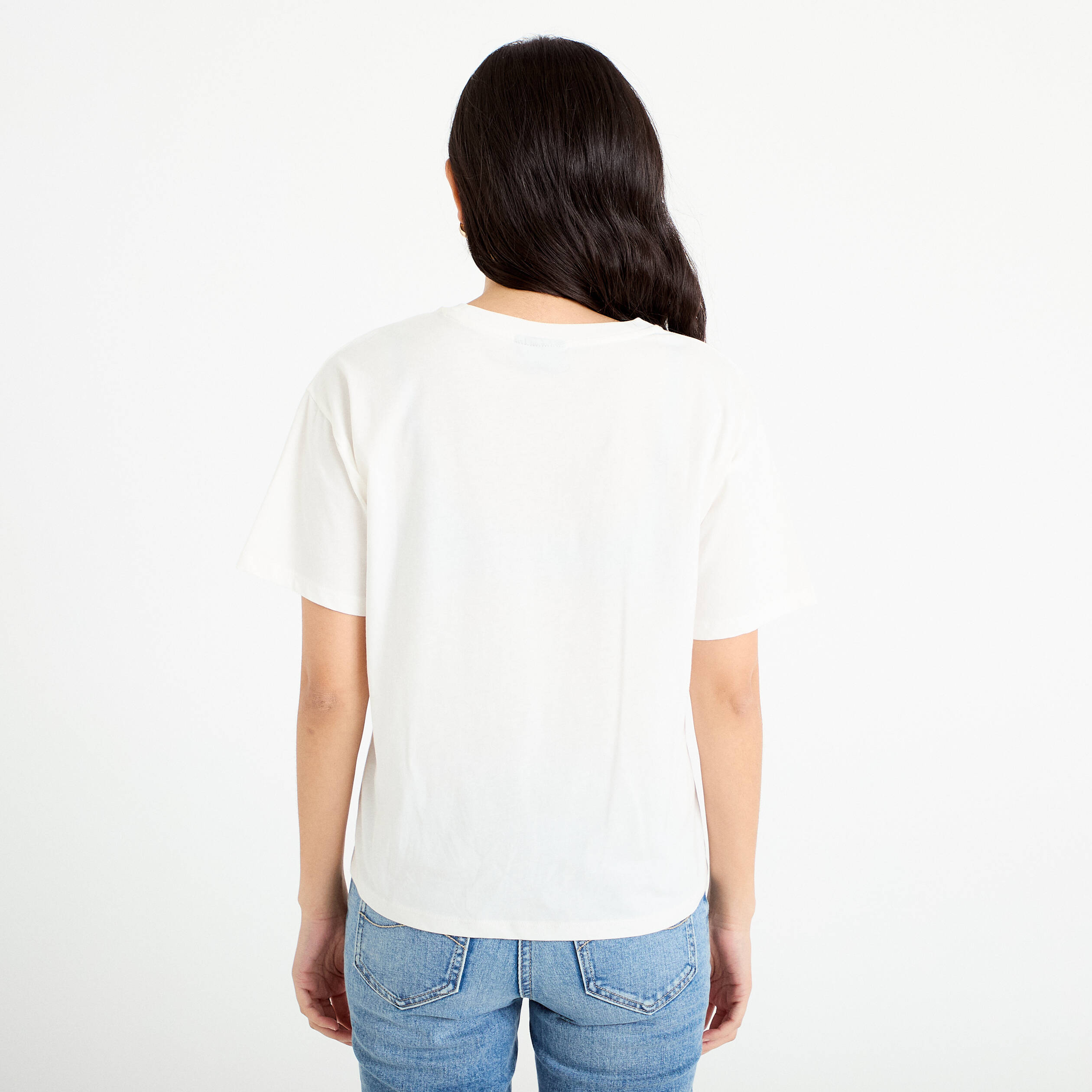 T-shirt oversize col rond rolling stones ecru femme