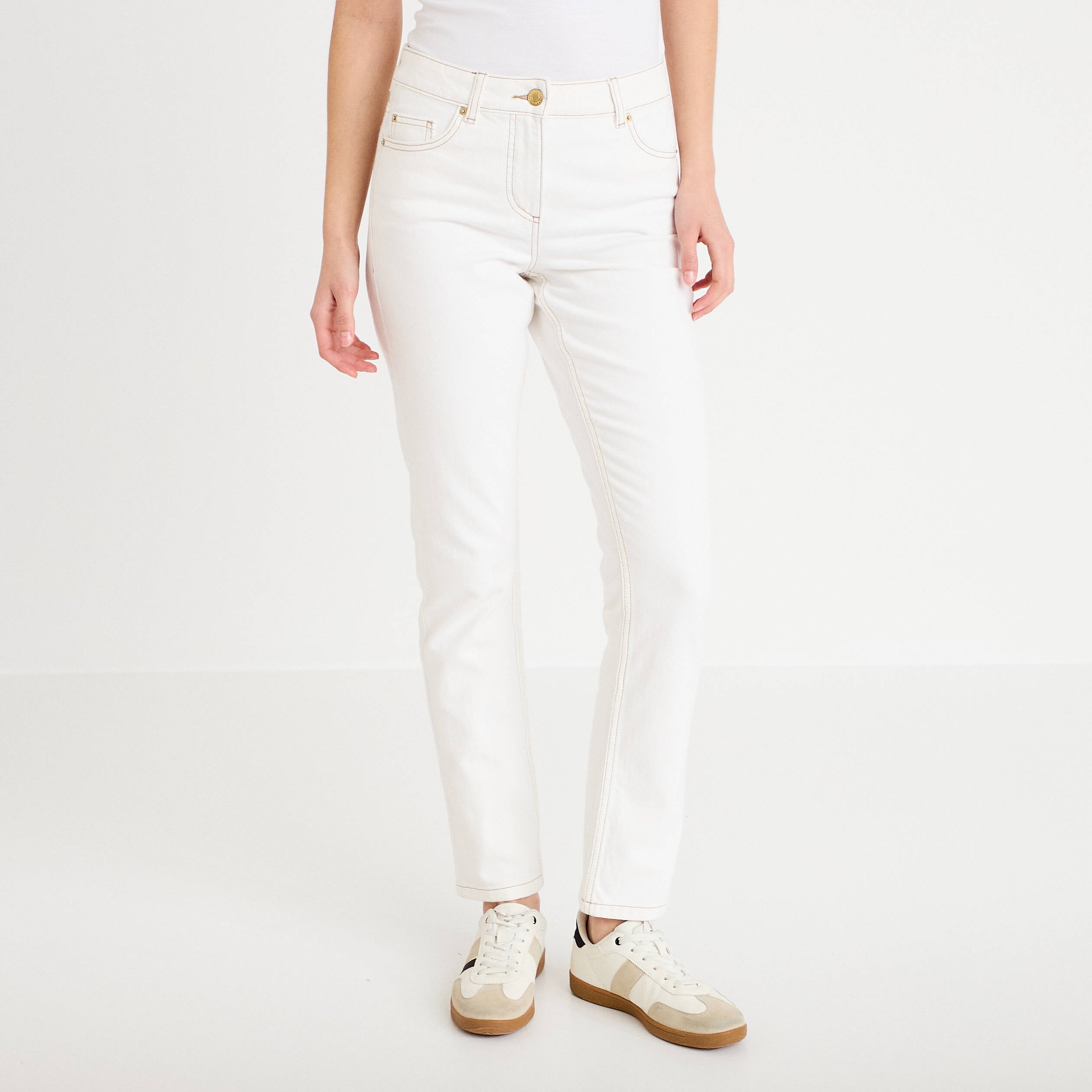 Jean slim taille standard denim blanc femme