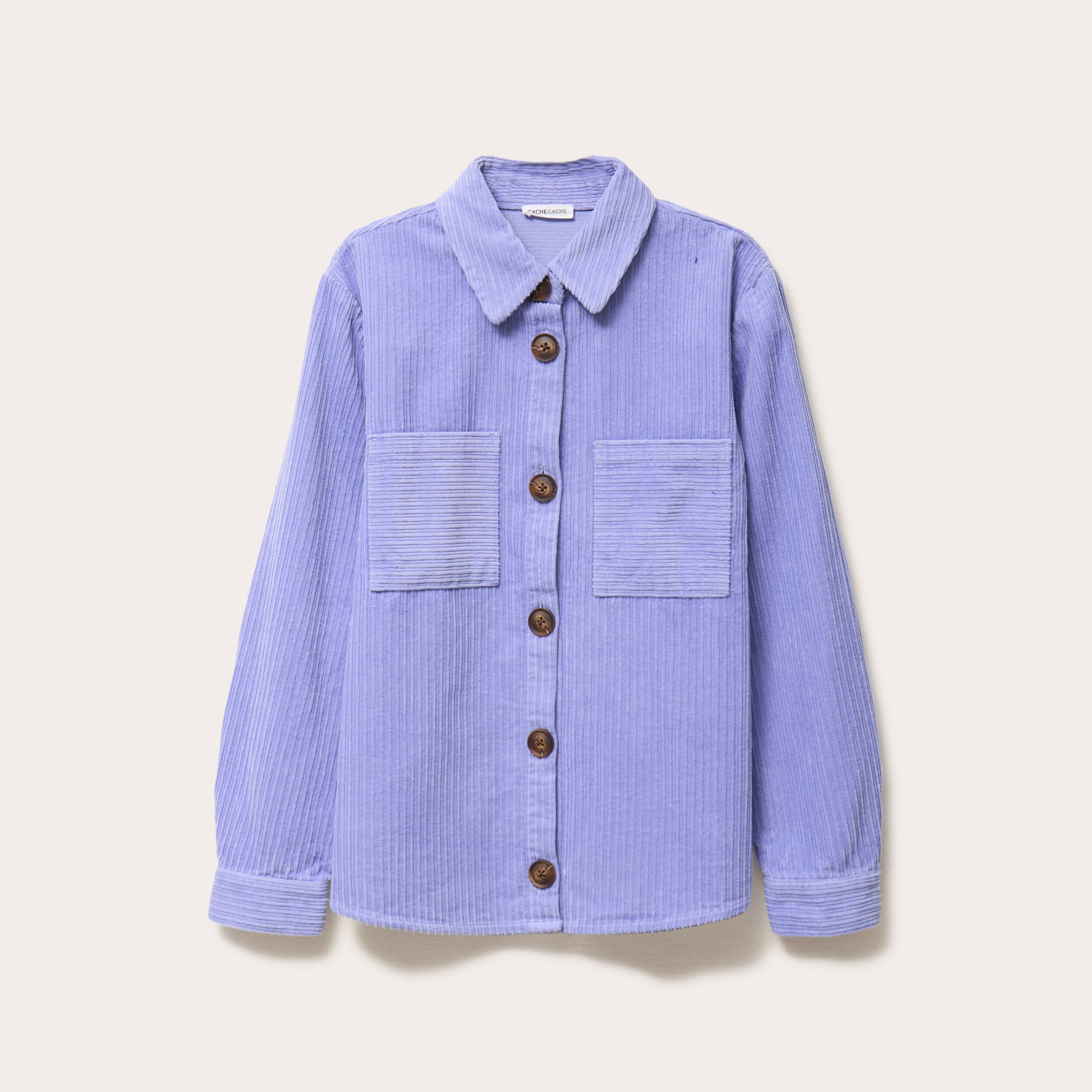 Surchemise oversize col chemise en coton mauve femme