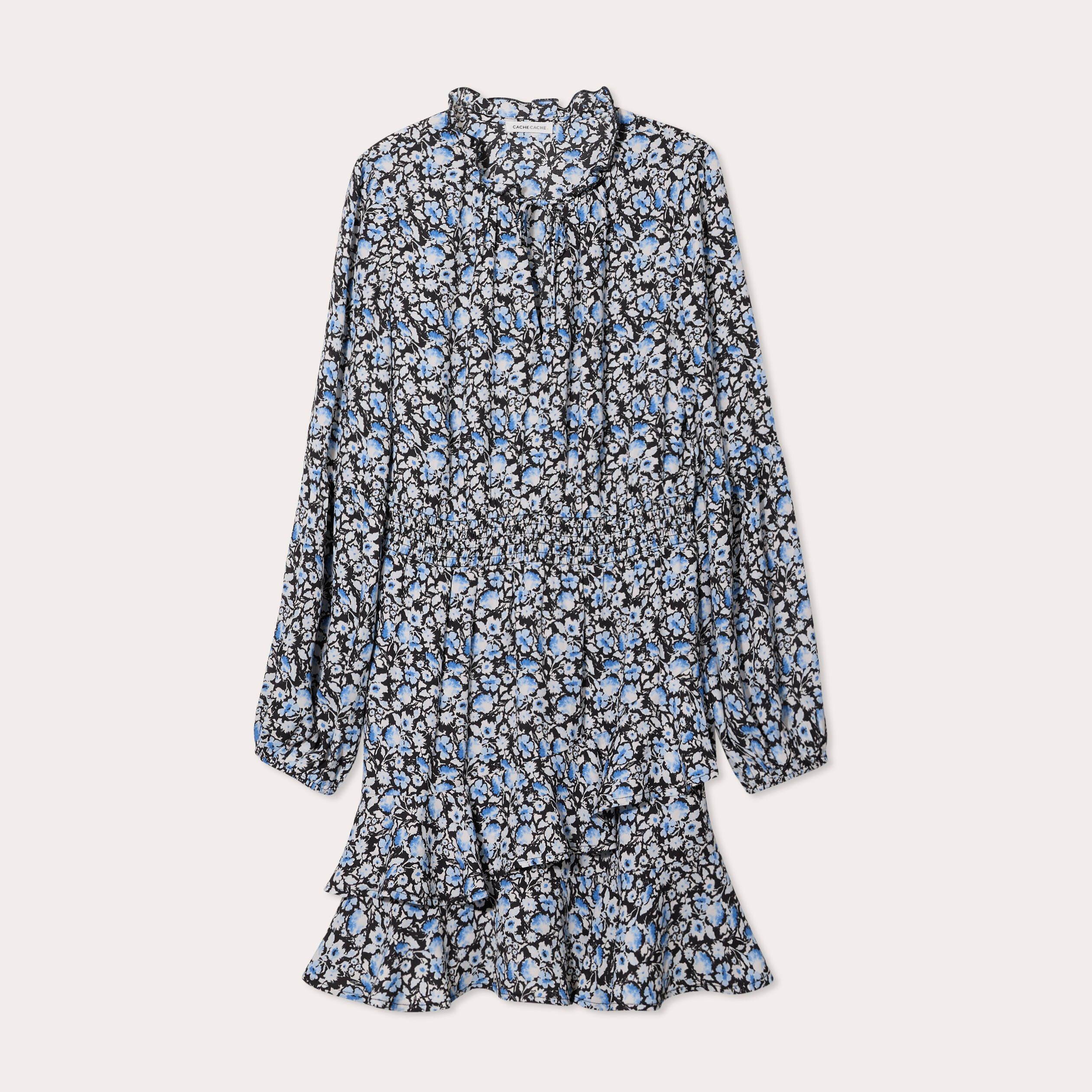 Robe &eacute;vas&eacute;e volant&eacute;e noir femme