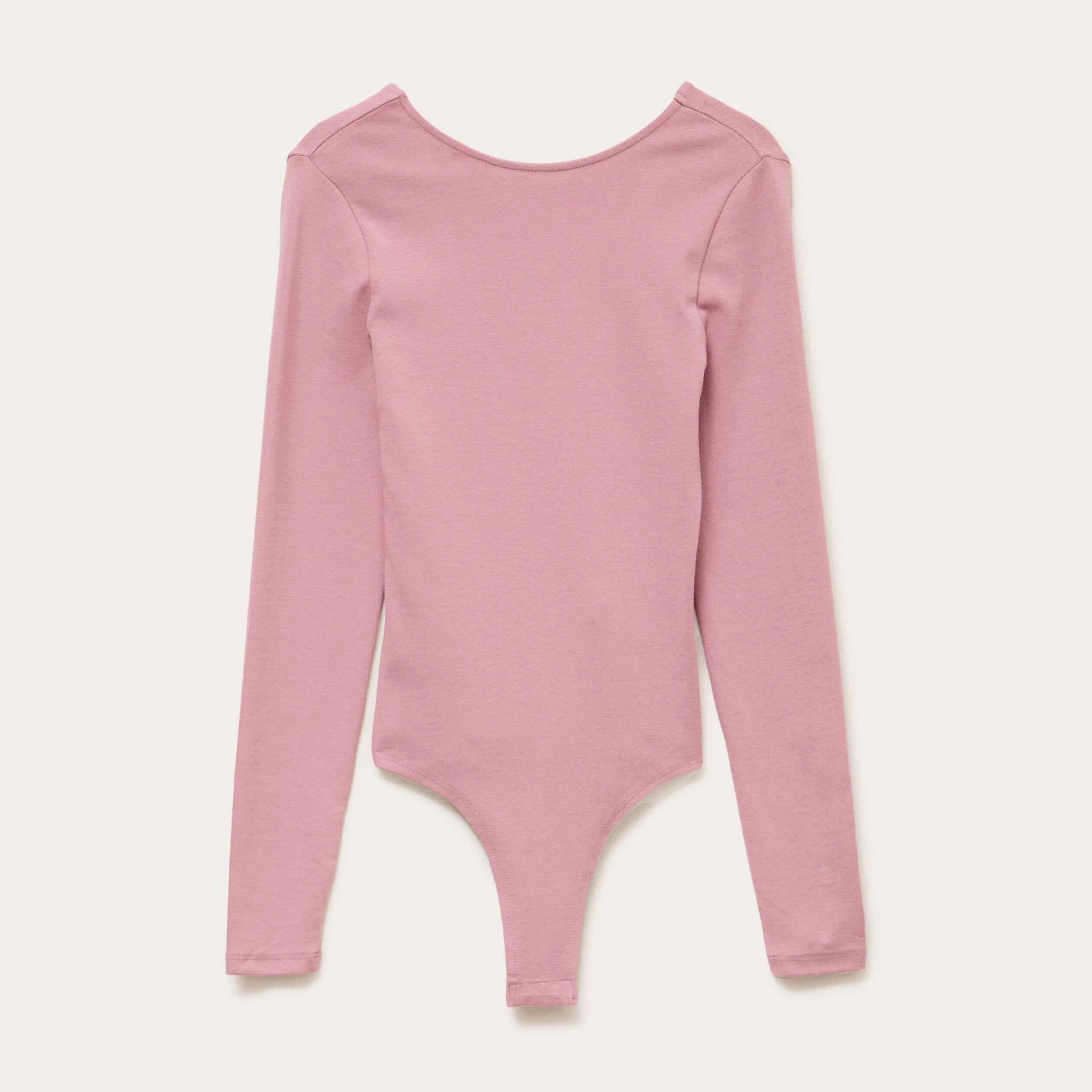 Body cintr&eacute; manches longues bateau vieux rose femme