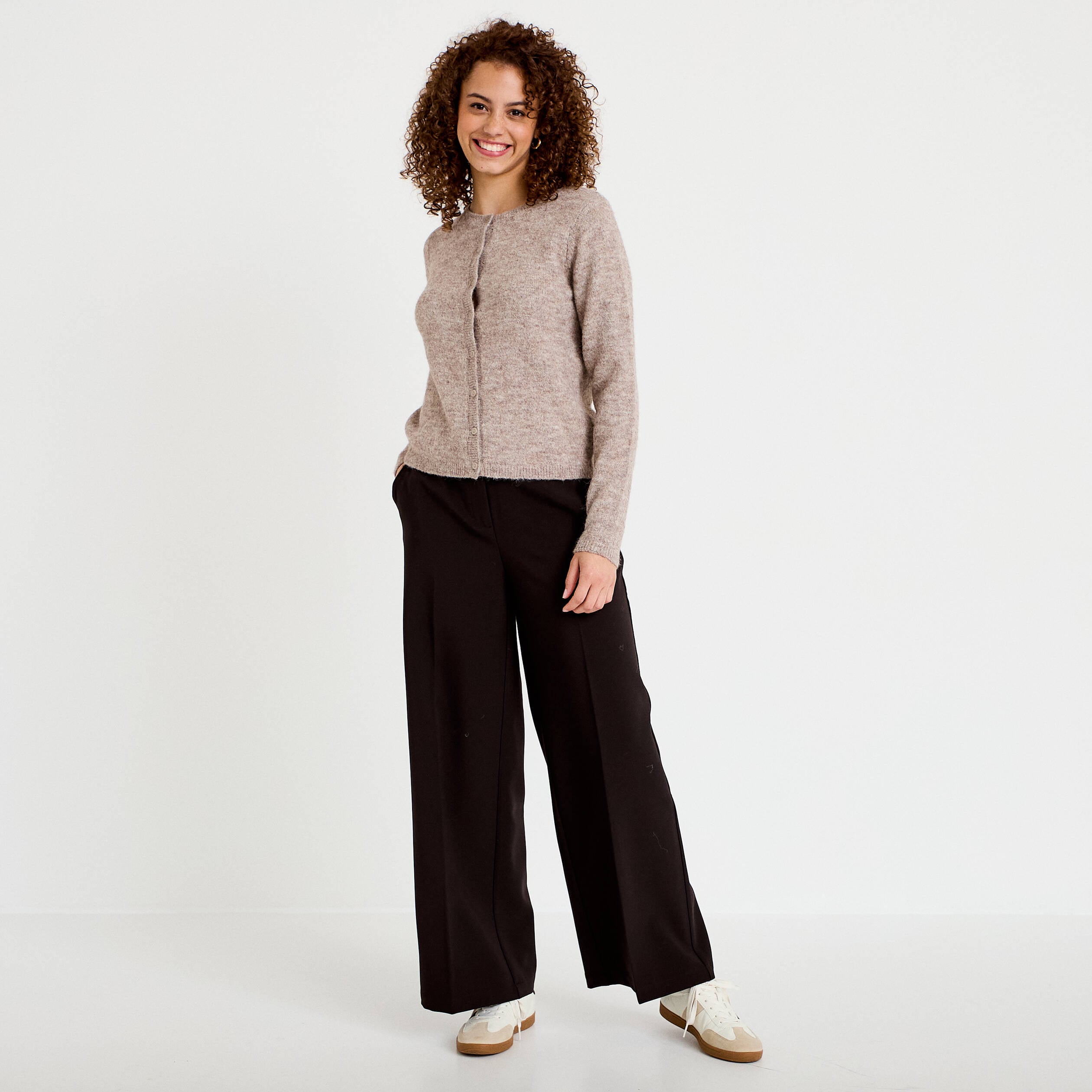 Pantalon city large noir femme