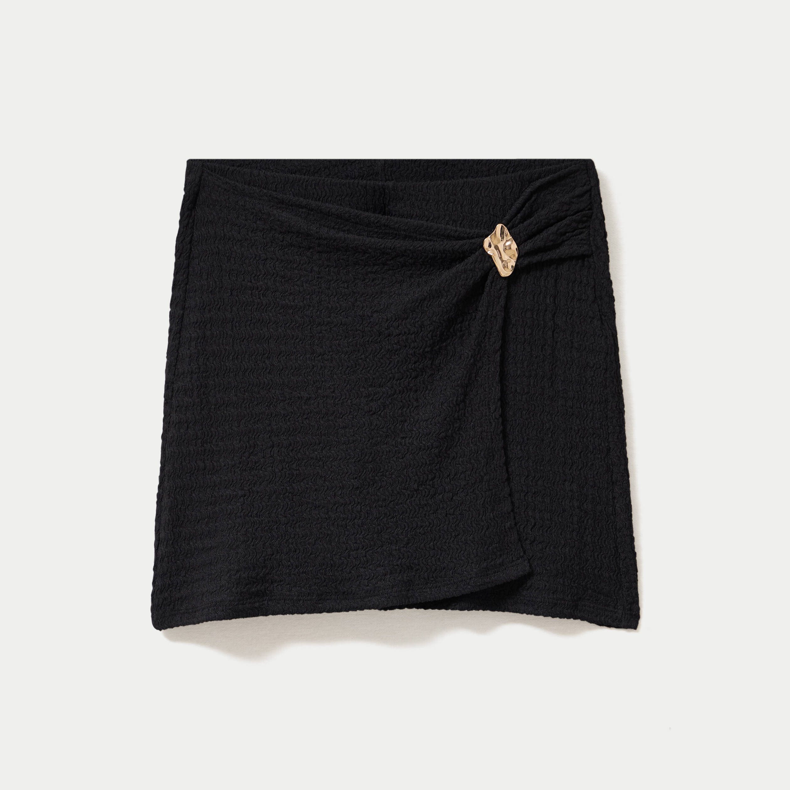 Jupe-short &eacute;vas&eacute;e en maille noir femme