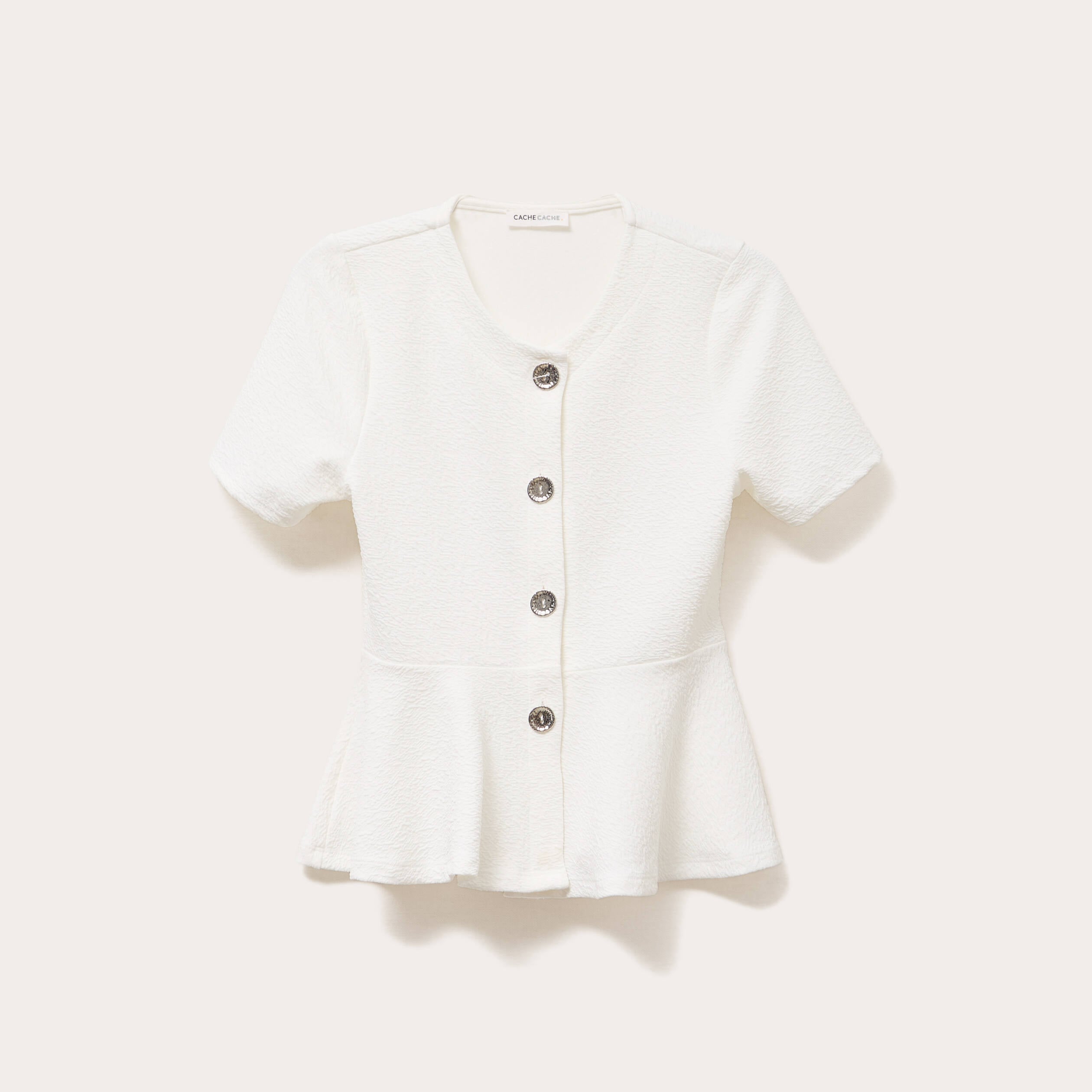 Top cintr&eacute; p&eacute;plum ecru femme