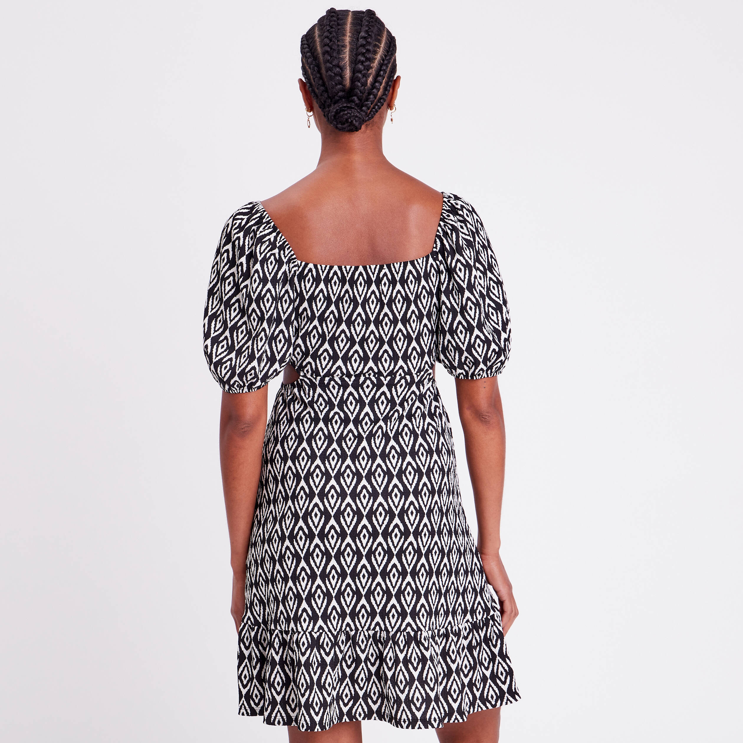 Robe Femme Bleue Ajustée Et Évasée - Style Skater Dress Avec Ceinture Noire Vernie - Taille 16 - Neuf Avec Étiquettes