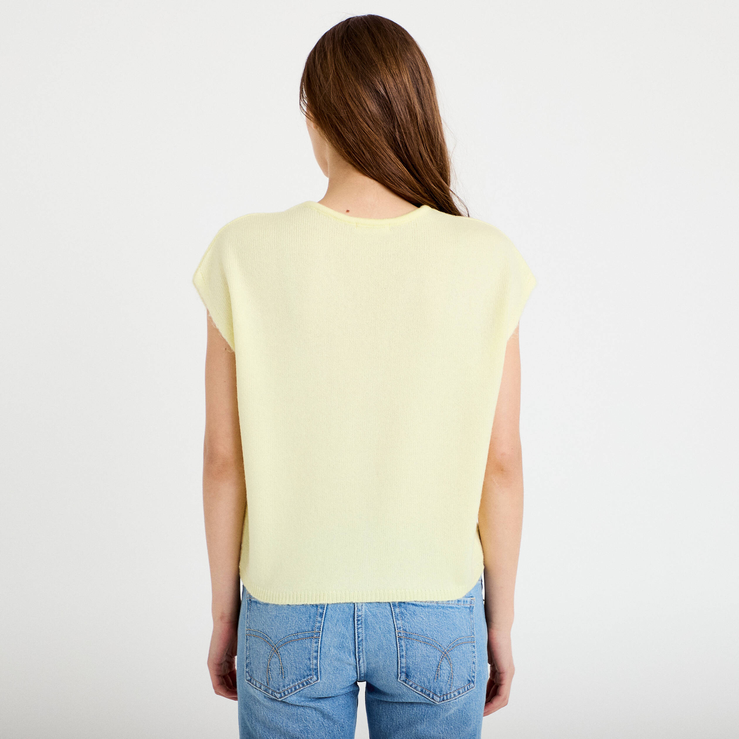 Gilet sans manches jaune clair femme