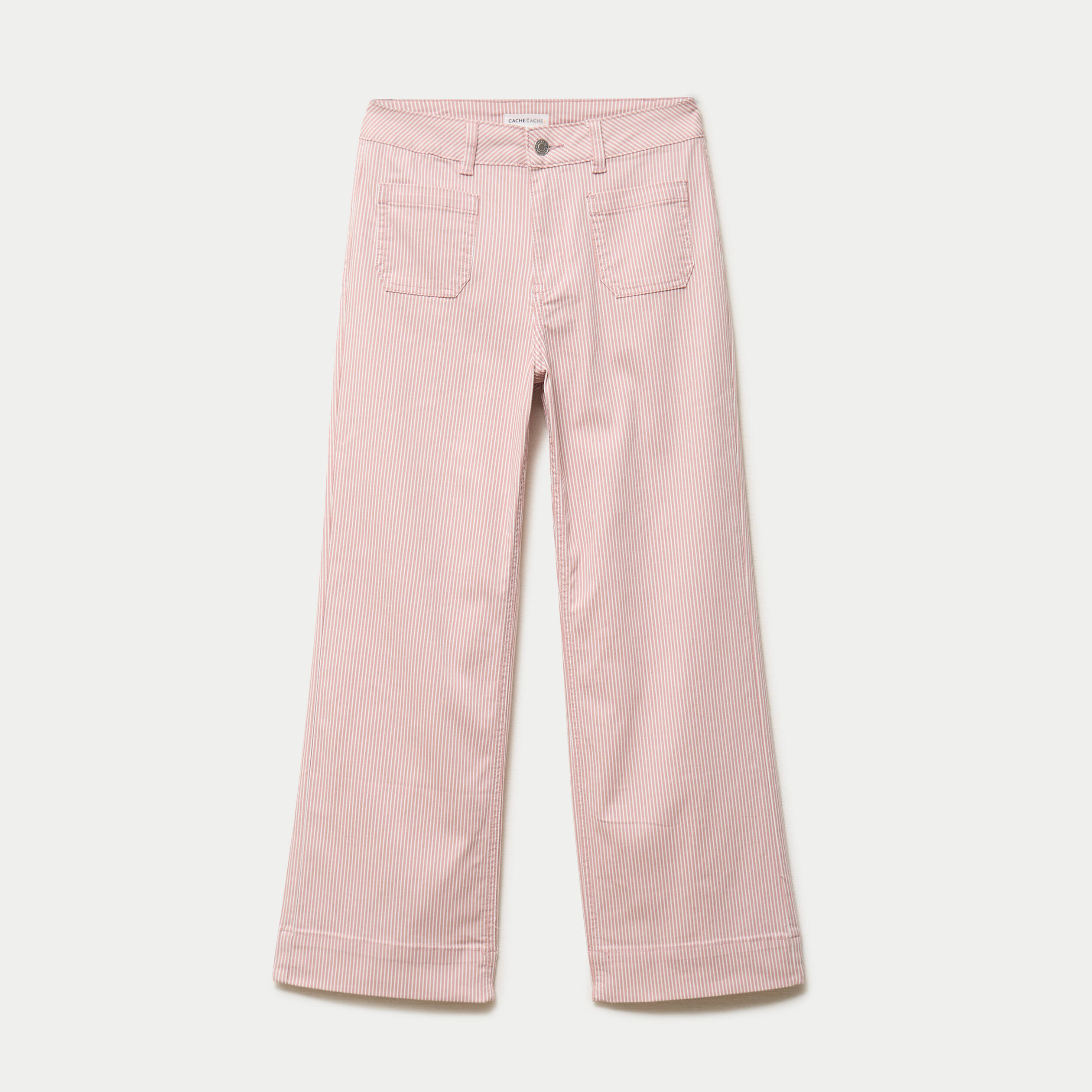 Jean flare cropped taille haute rose nude femme