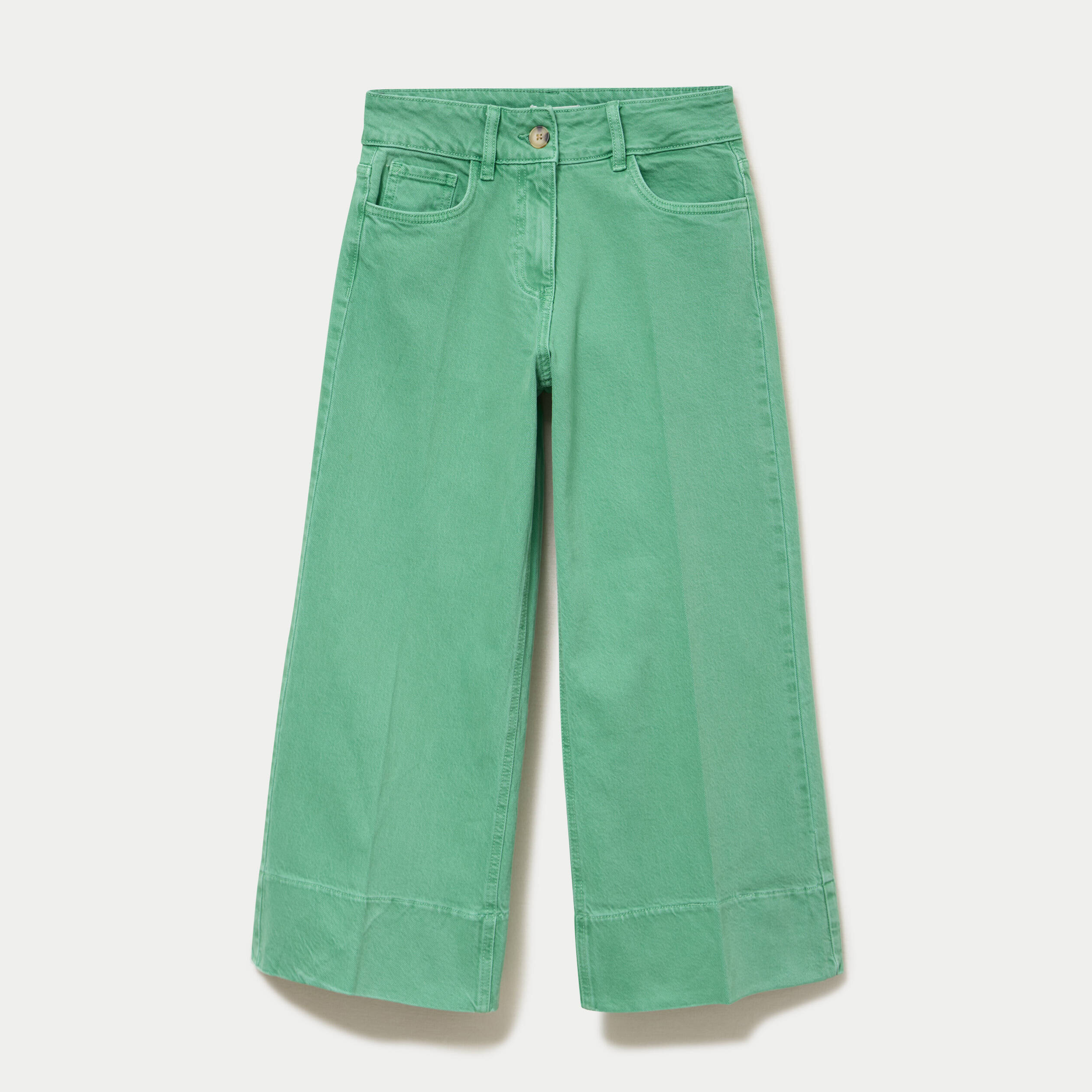 Pantalon bootcut 3/4 taille haute vert femme