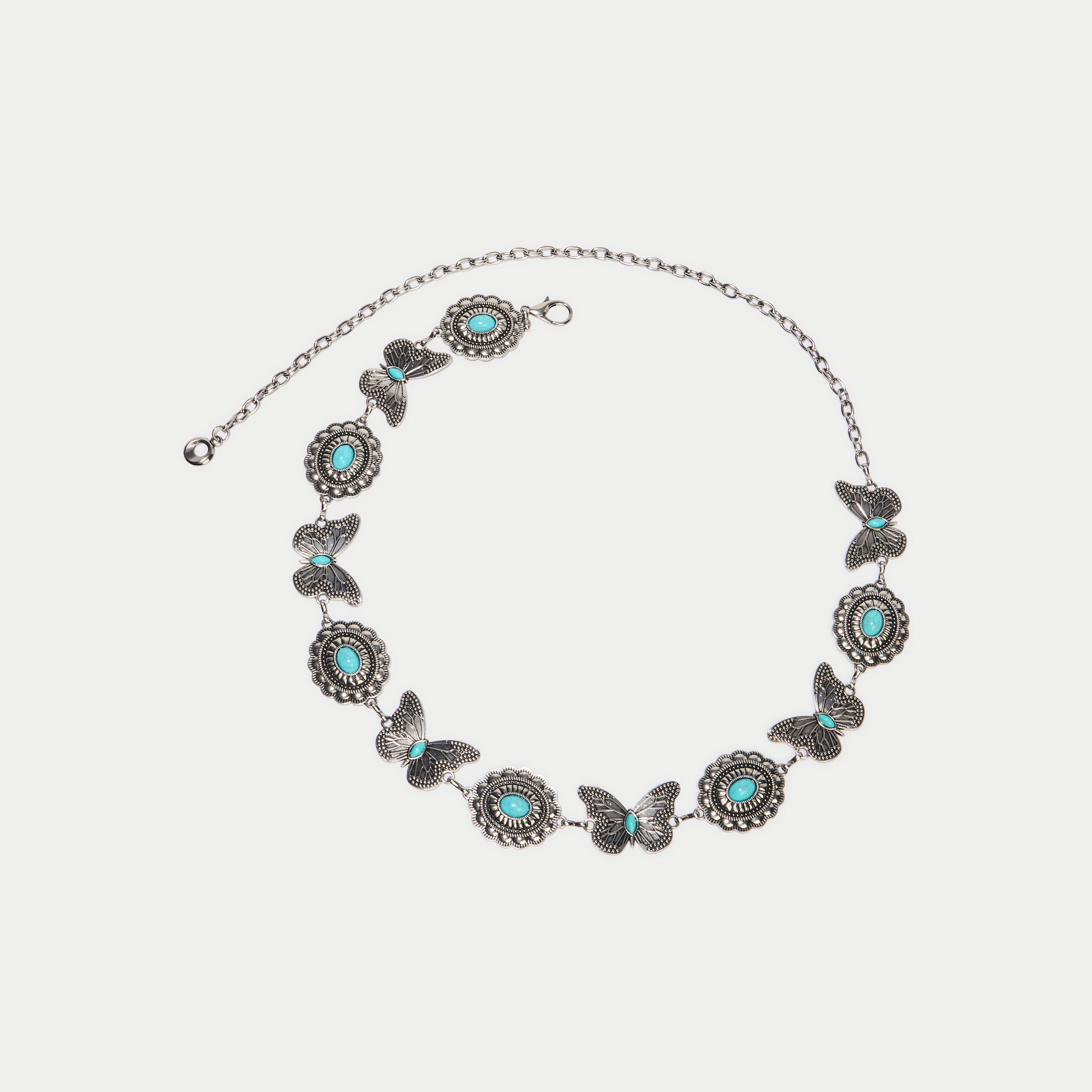 Ceinture fine avec cha&icirc;ne gris argent femme
