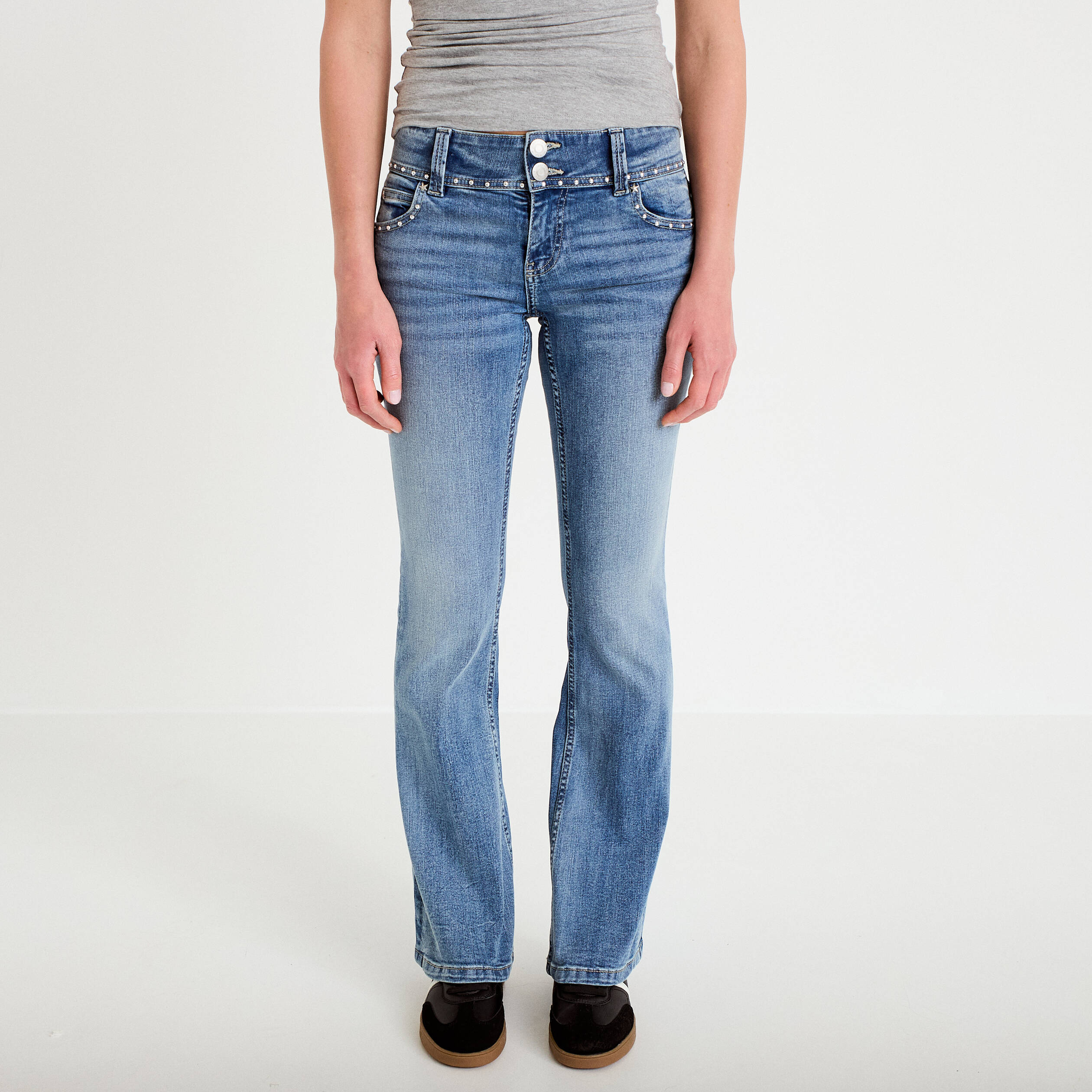 Jean bootcut taille basse denim triple stone femme