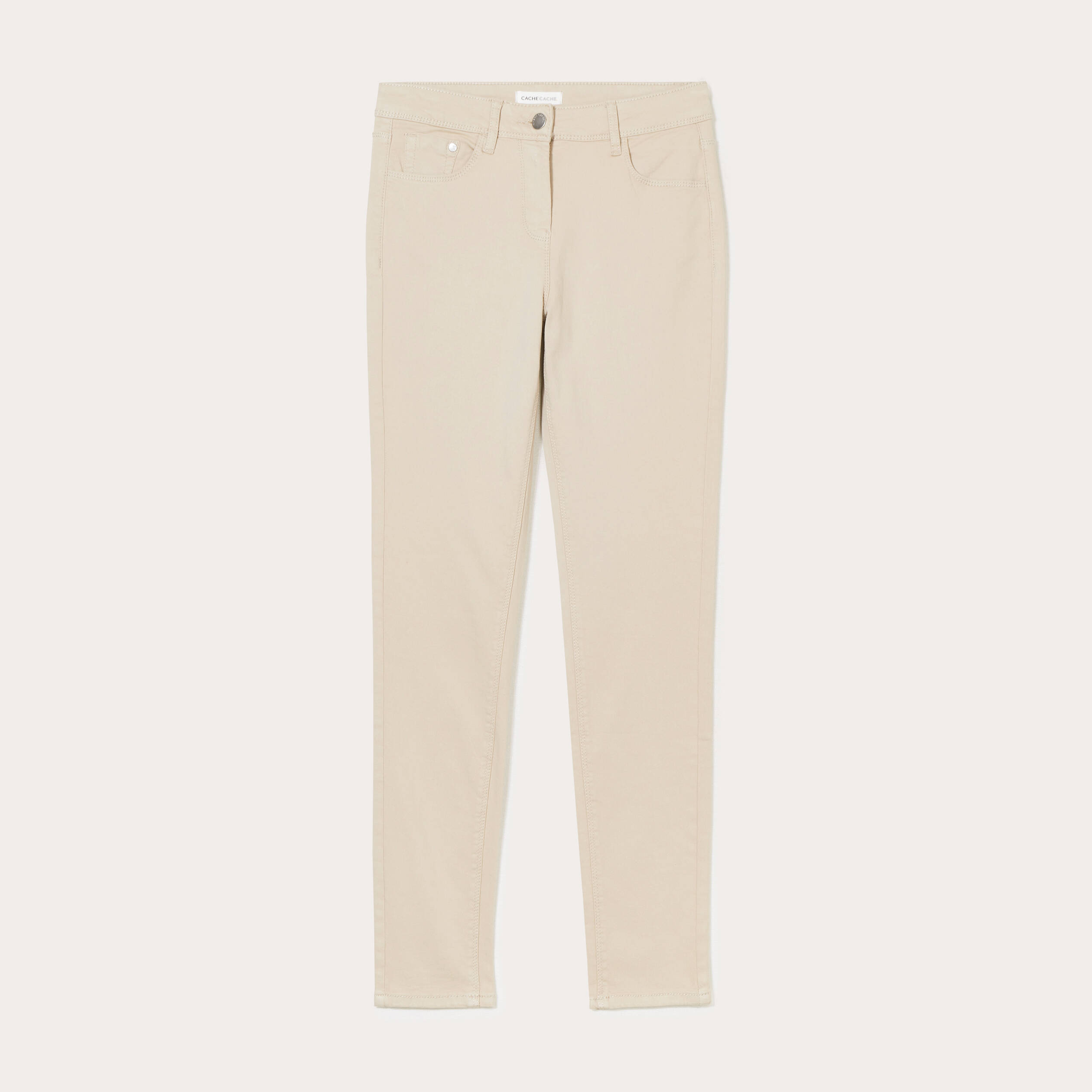 Jeans slim 5 poches taupe femme