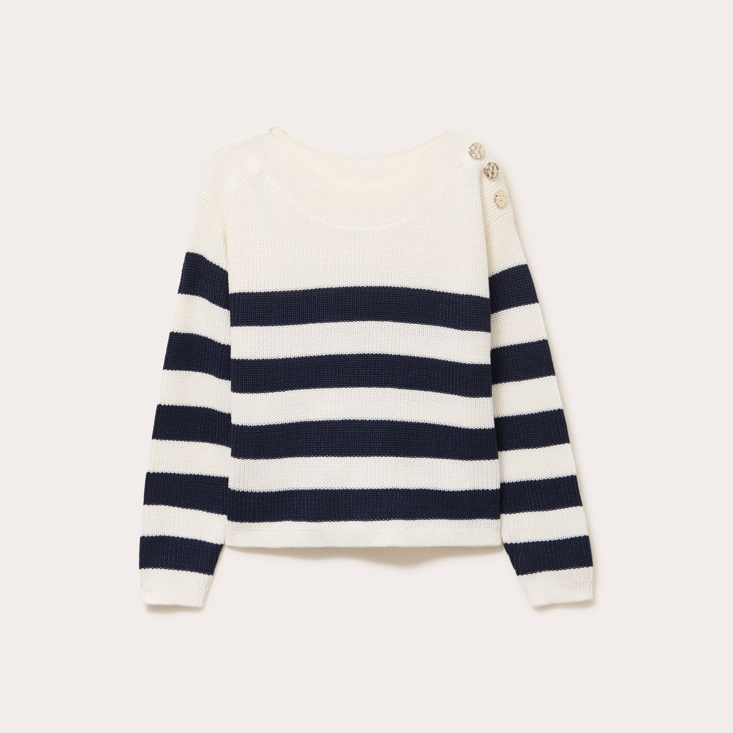 Pull col bateau ecru femme