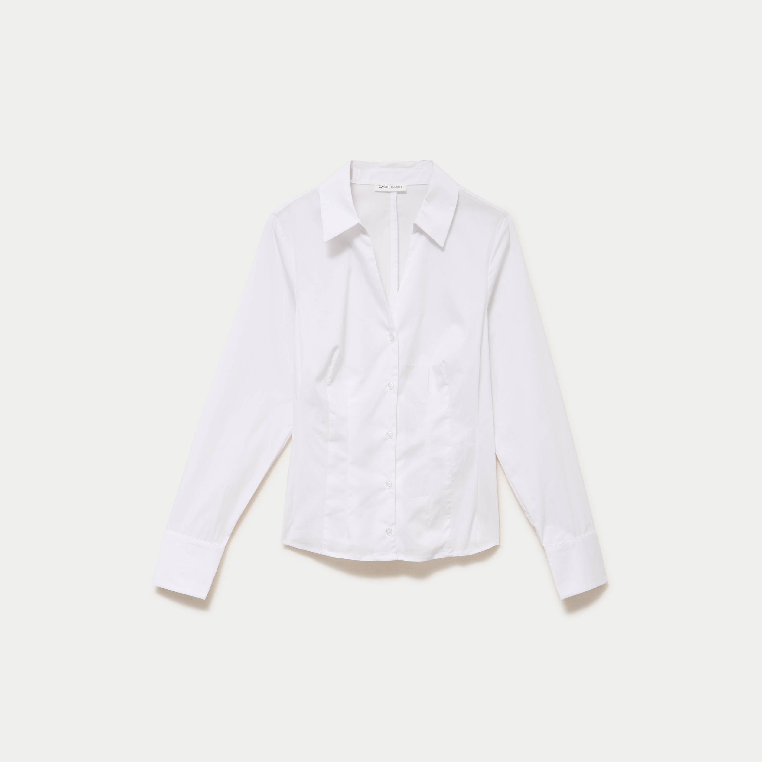 Chemise cintr&eacute;e manches longues ecru femme