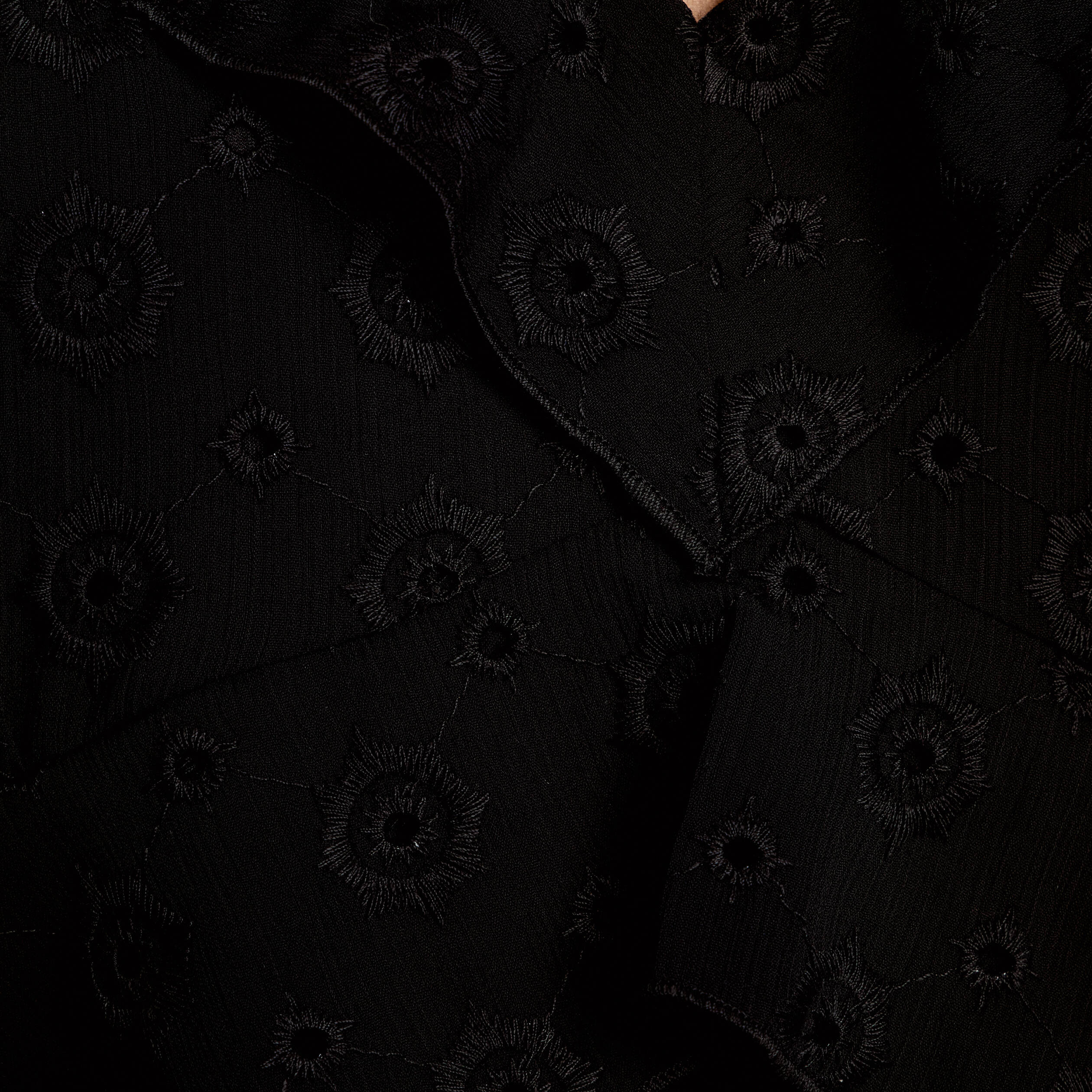 Blouse droite courte manches longues noir femme