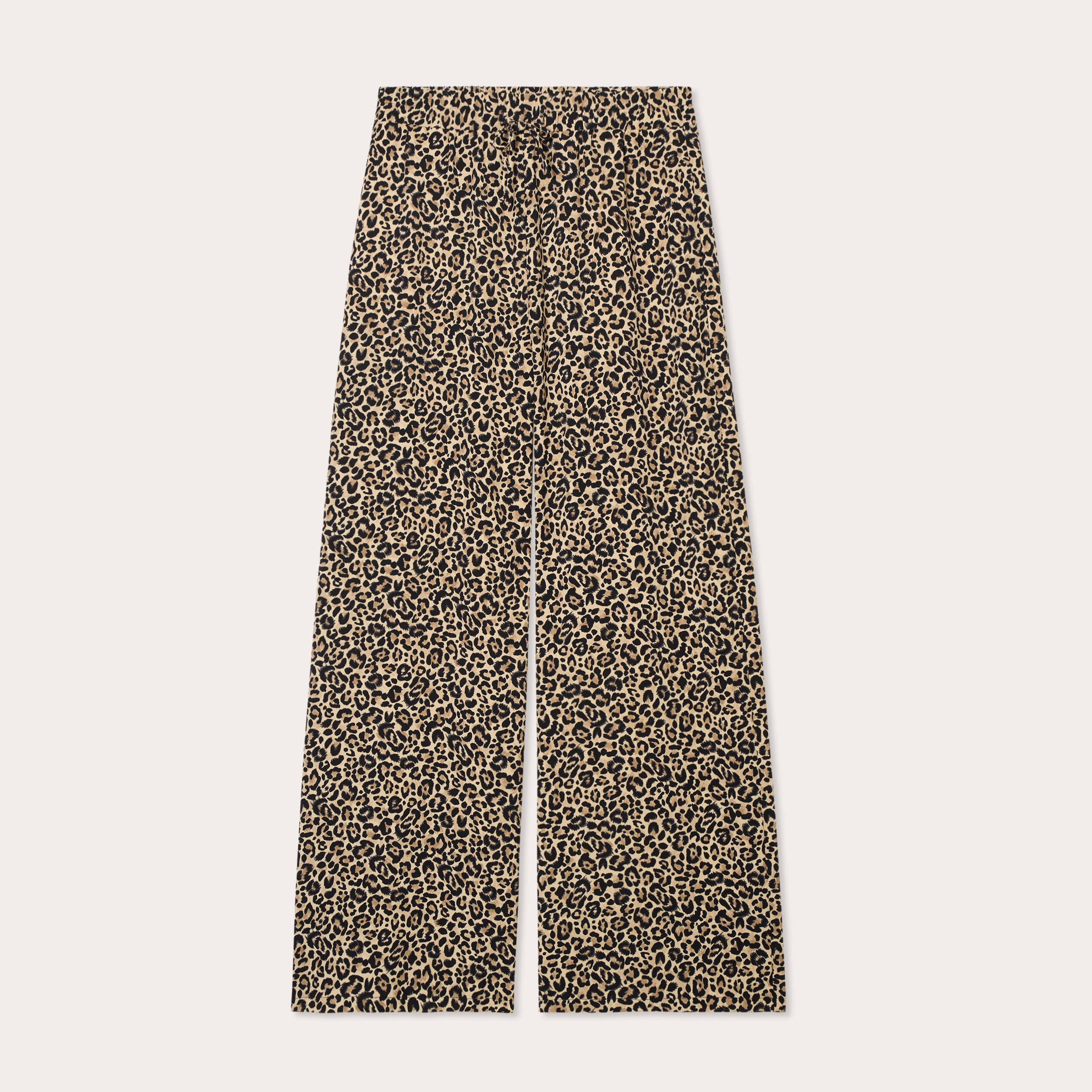 Pantalon large fluide beige femme