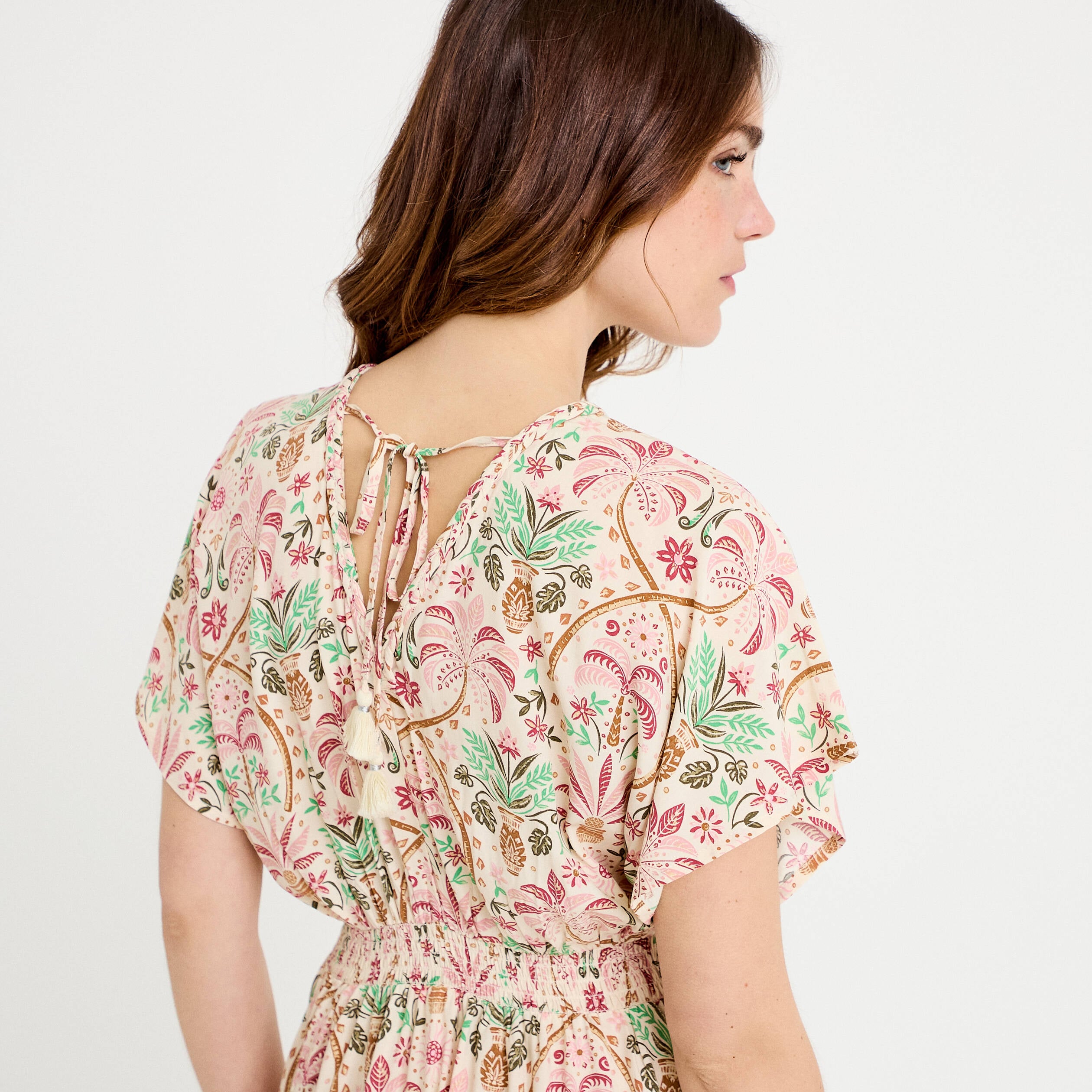 Robe longues manches courtes blanc femme