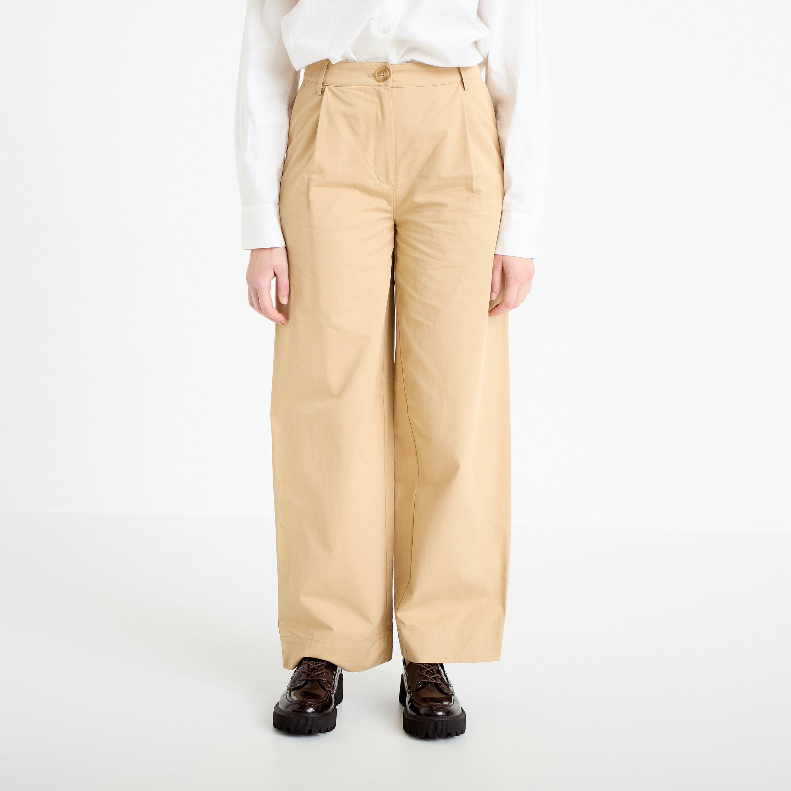 Pantalon large beige femme