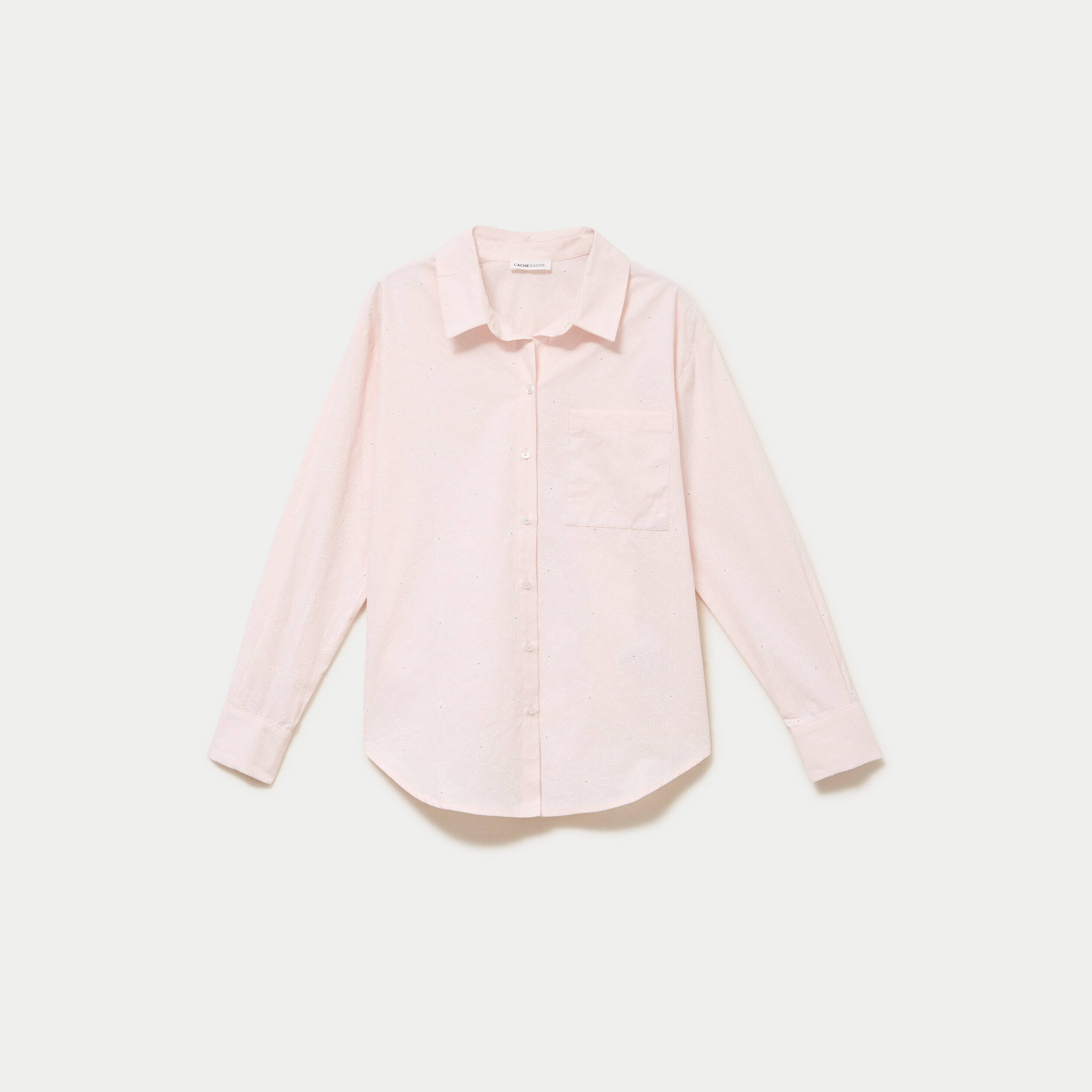 Chemise col classique manches longues rose clair femme