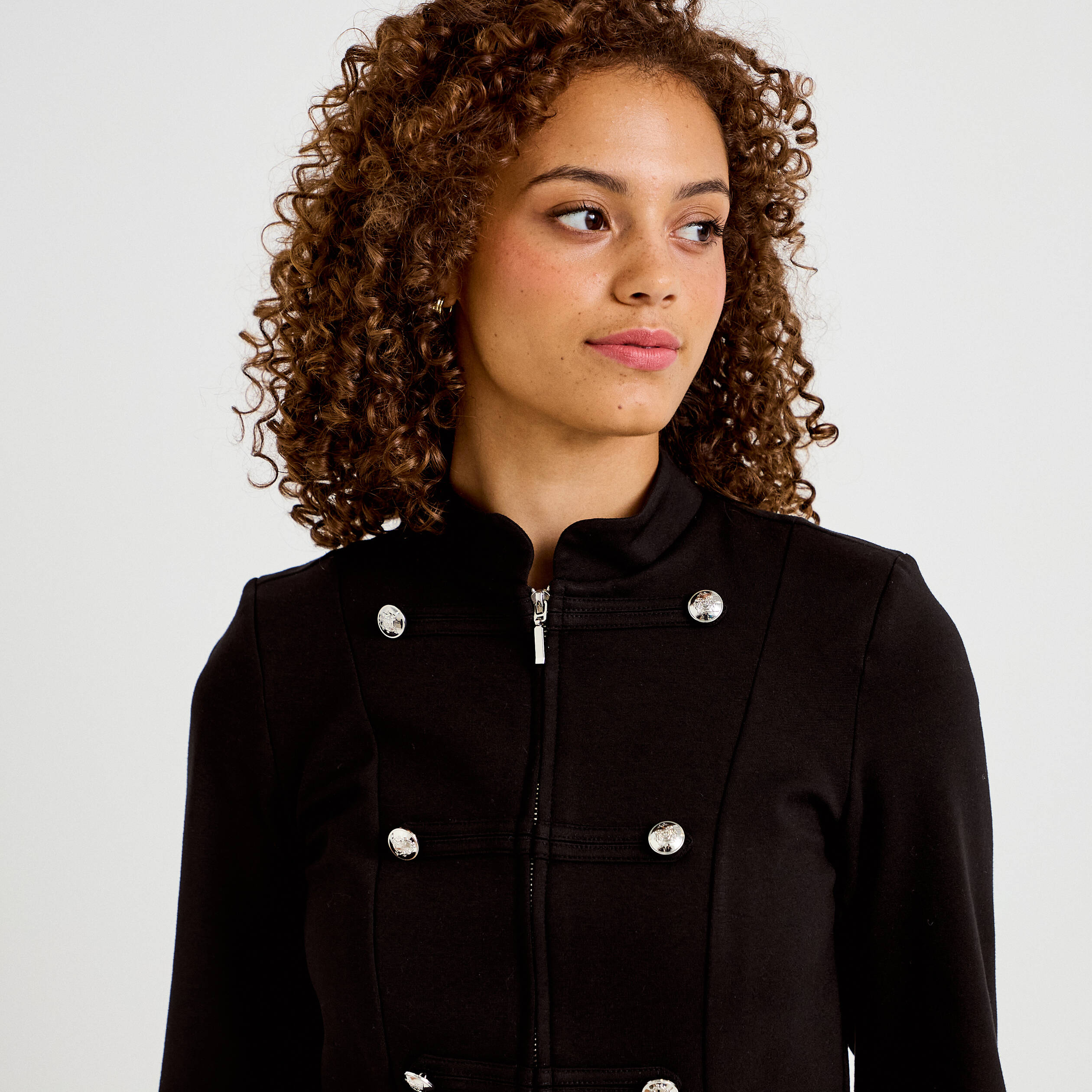 Veste ajust&eacute;e manches longues noir femme