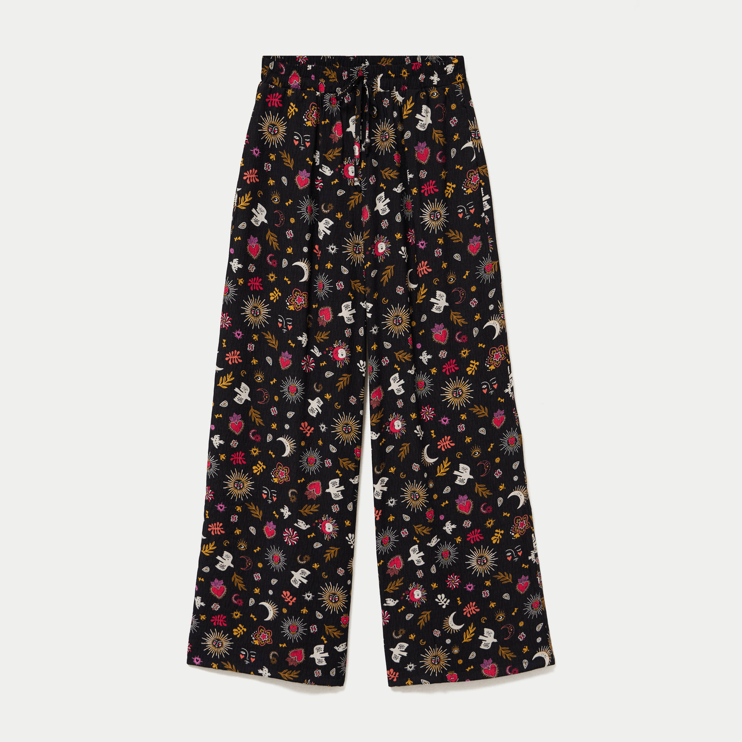 Pantalon large taille standard noir femme