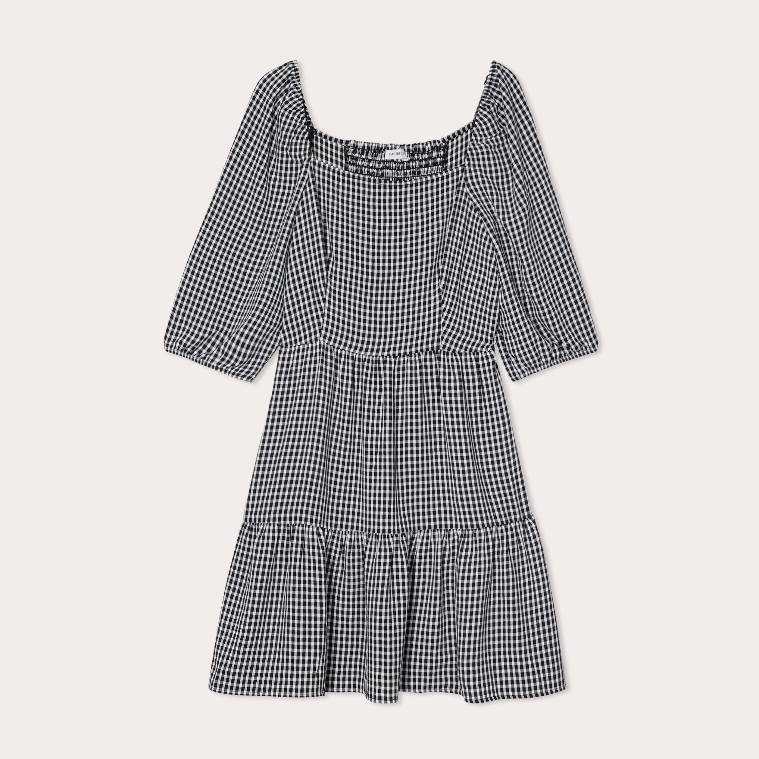 Robe &eacute;vas&eacute;e manches 3/4 blanc femme