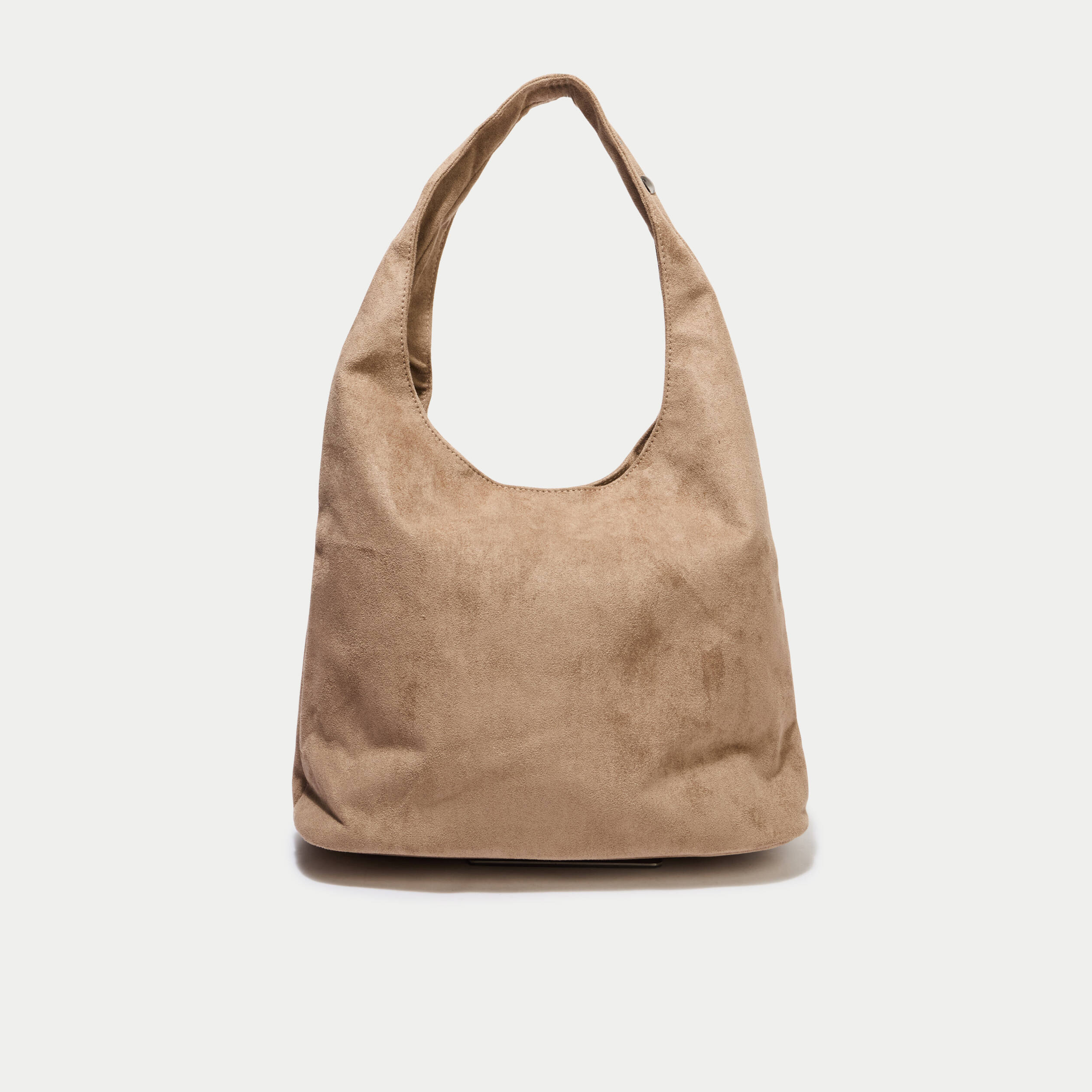 Sac aspect daim d&eacute;tails clout&eacute;s beige femme