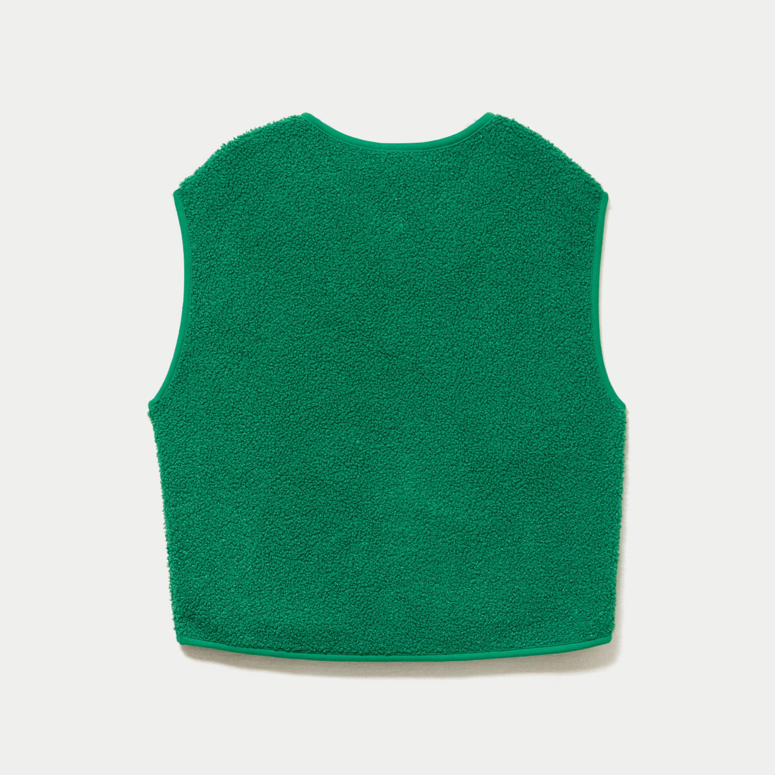 Gilet sans manches fausse fourrure vert fonc&eacute; femme