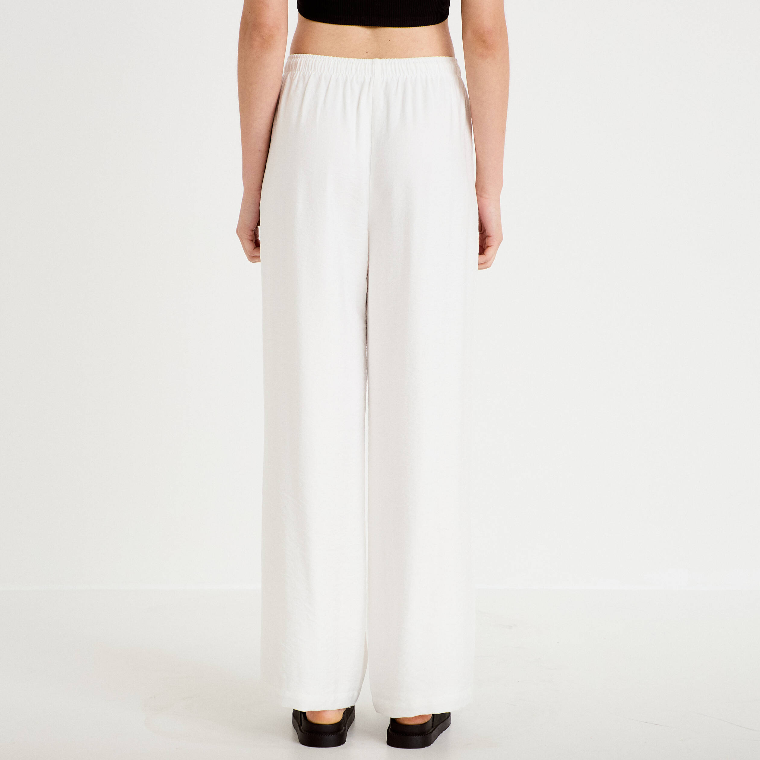 Pantalon bootcut taille standard ecru femme