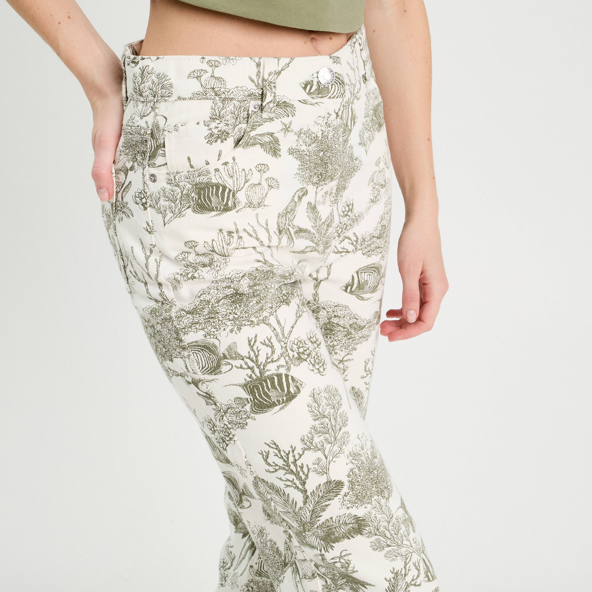Jean droit taille haute blanc femme
