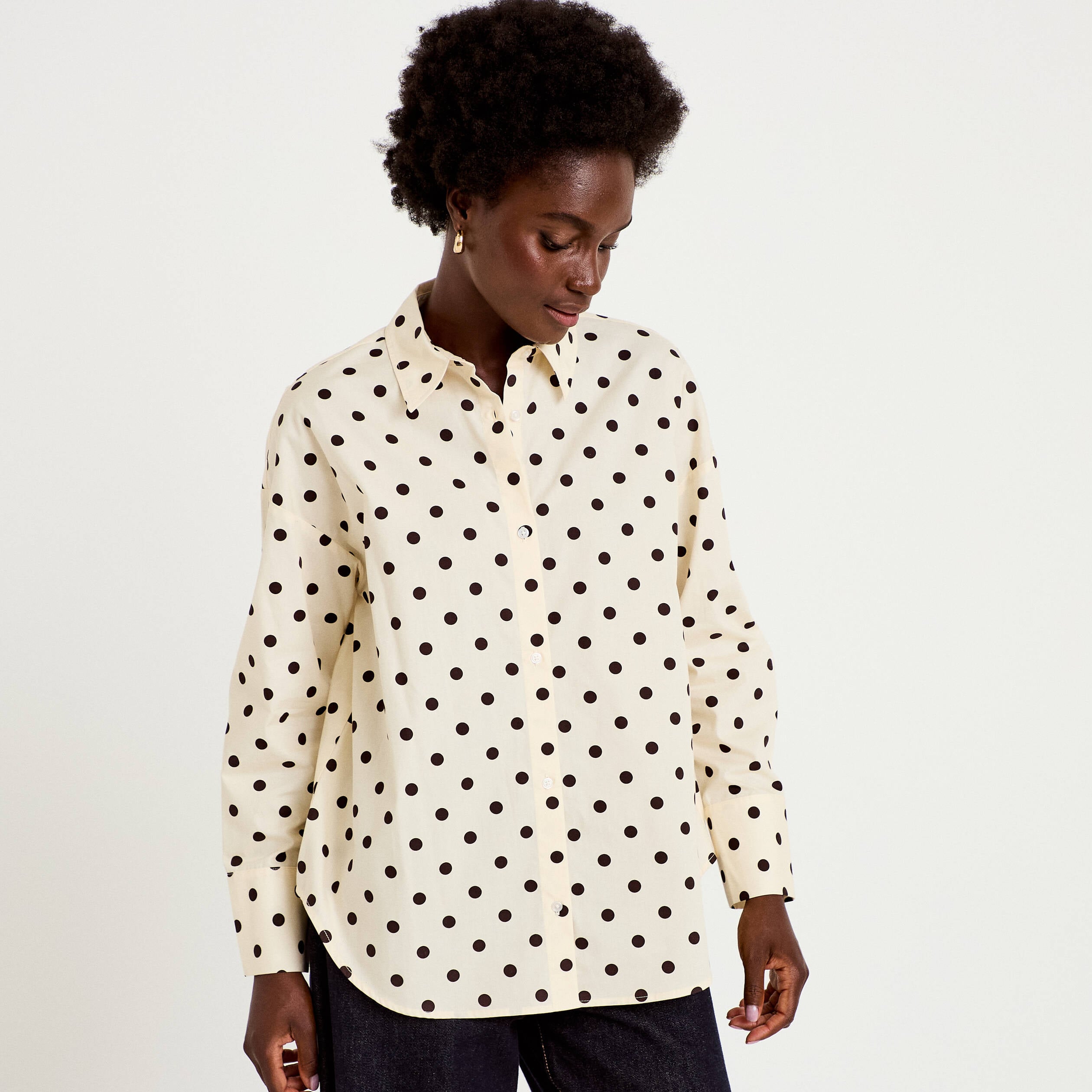 Chemise oversize manches longues blanc femme