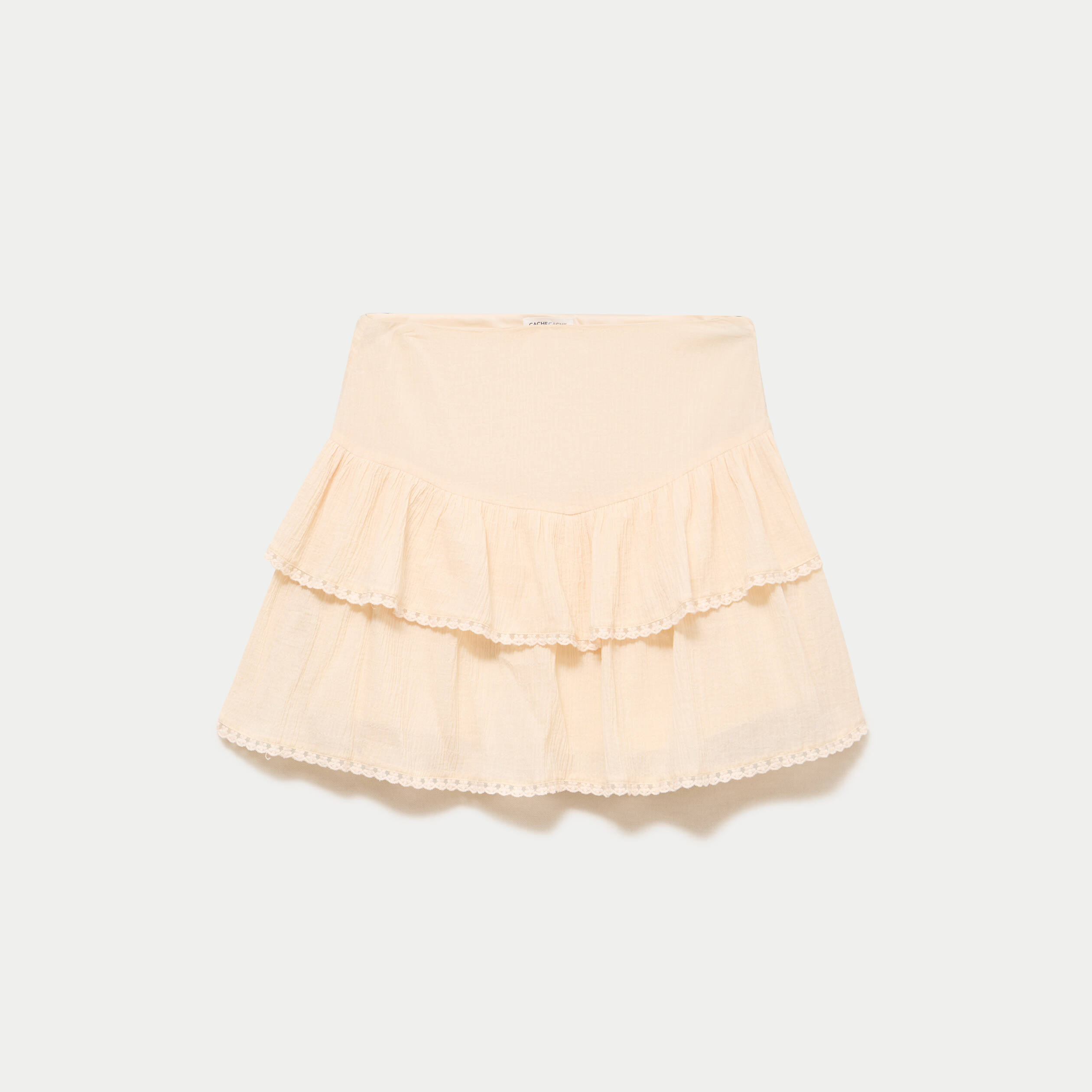 Jupe courte &eacute;vas&eacute;e ecru femme