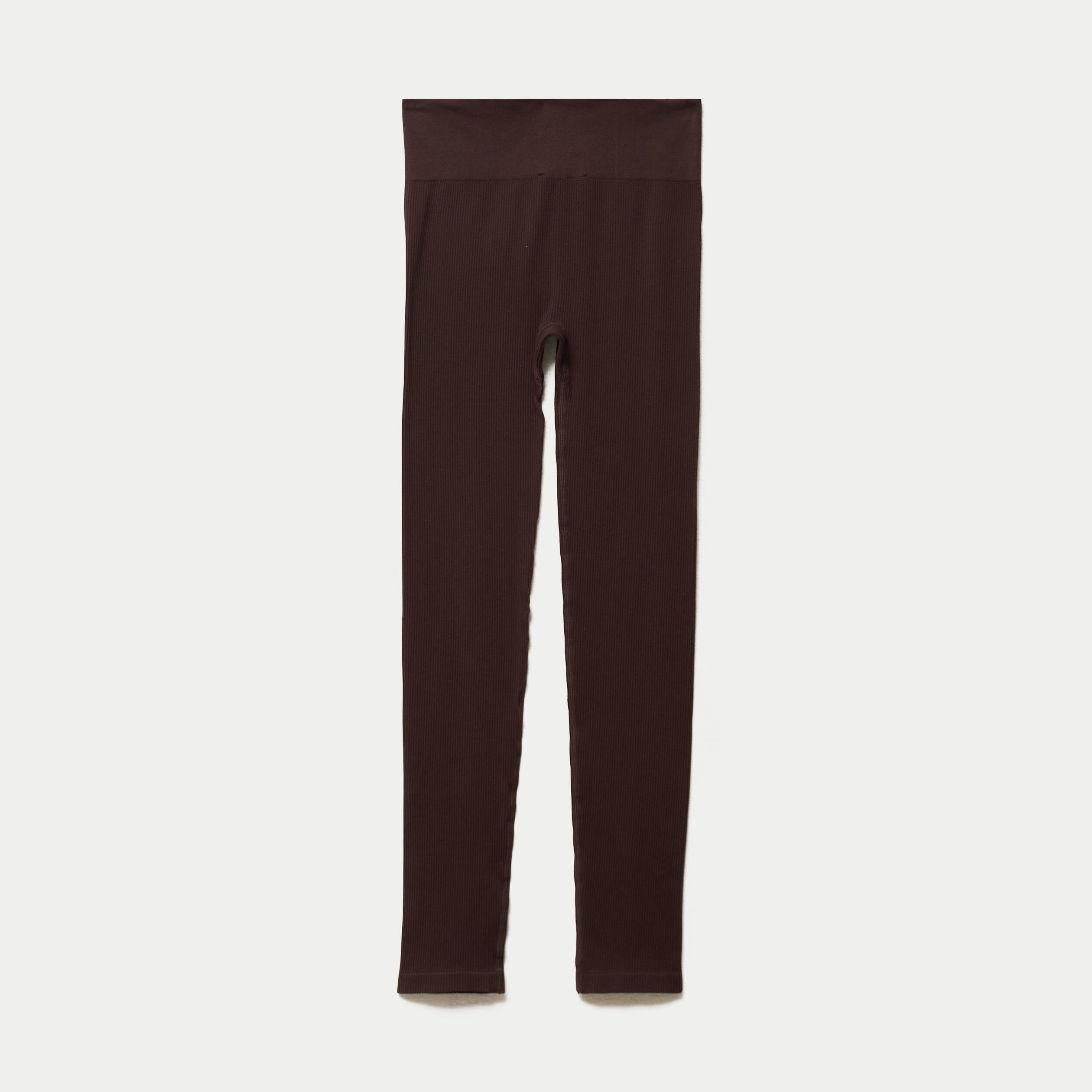 Leggings taille haute sans couture marron fonc&eacute; femme