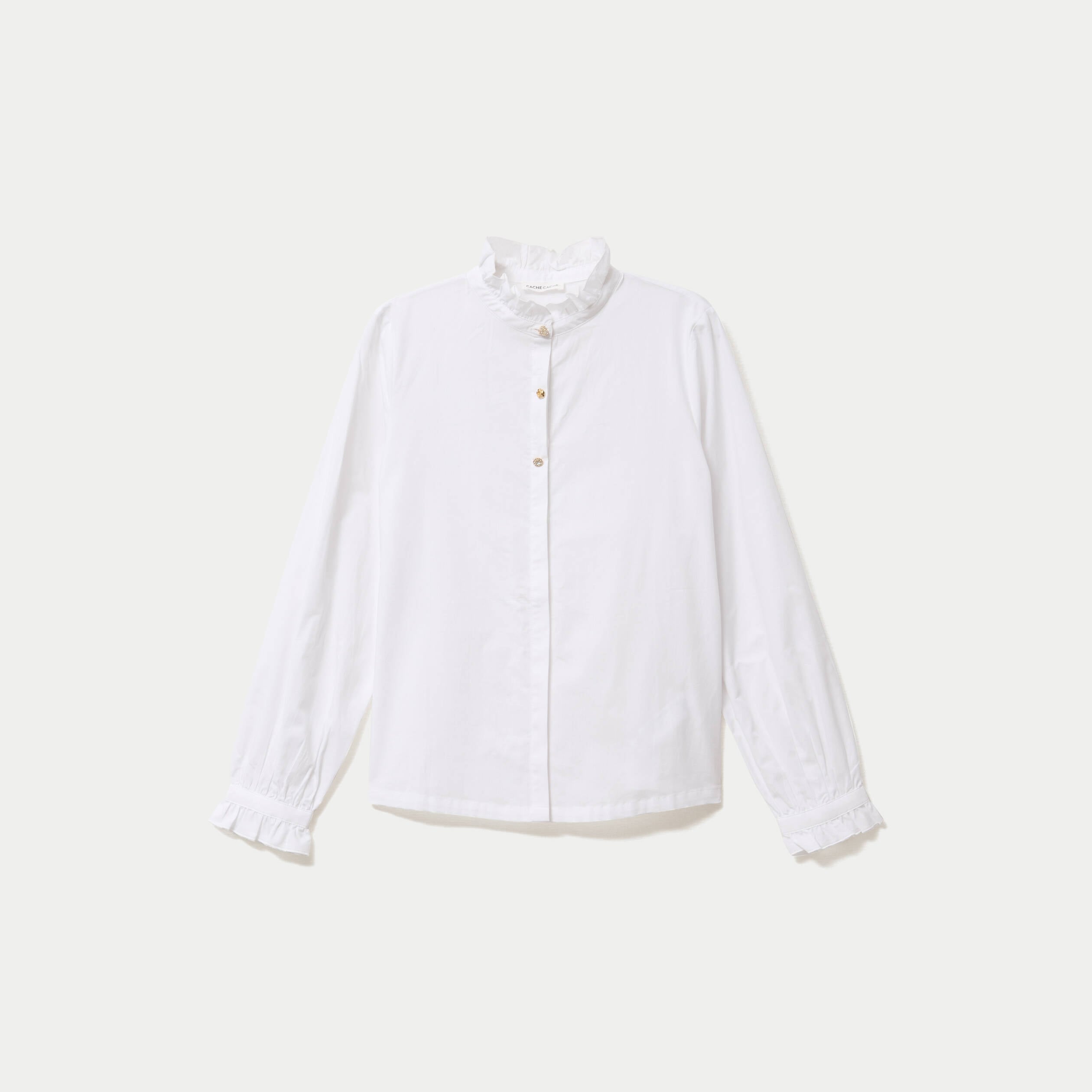 Chemise droite manches longues ecru femme