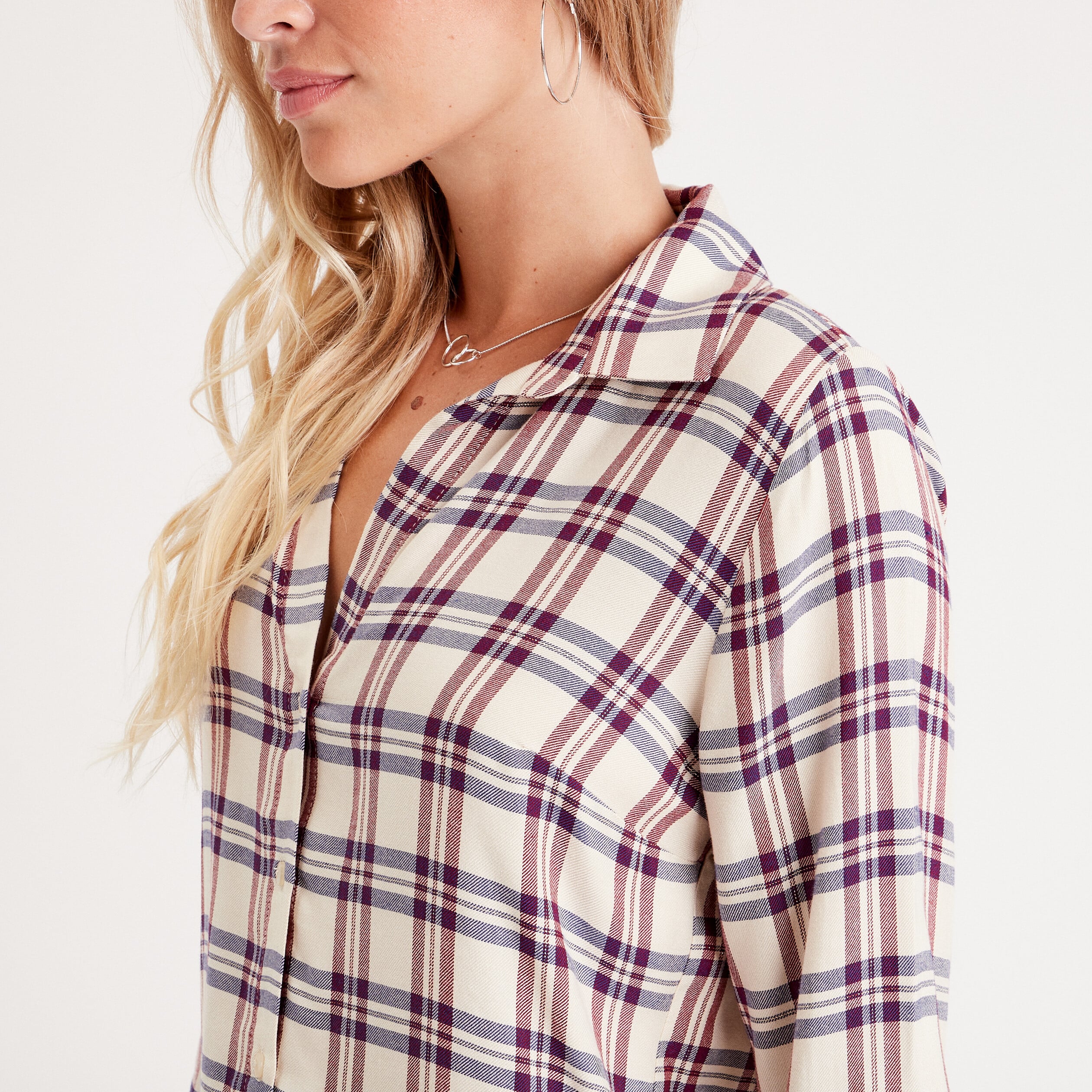 Chemise manches longues creme femme