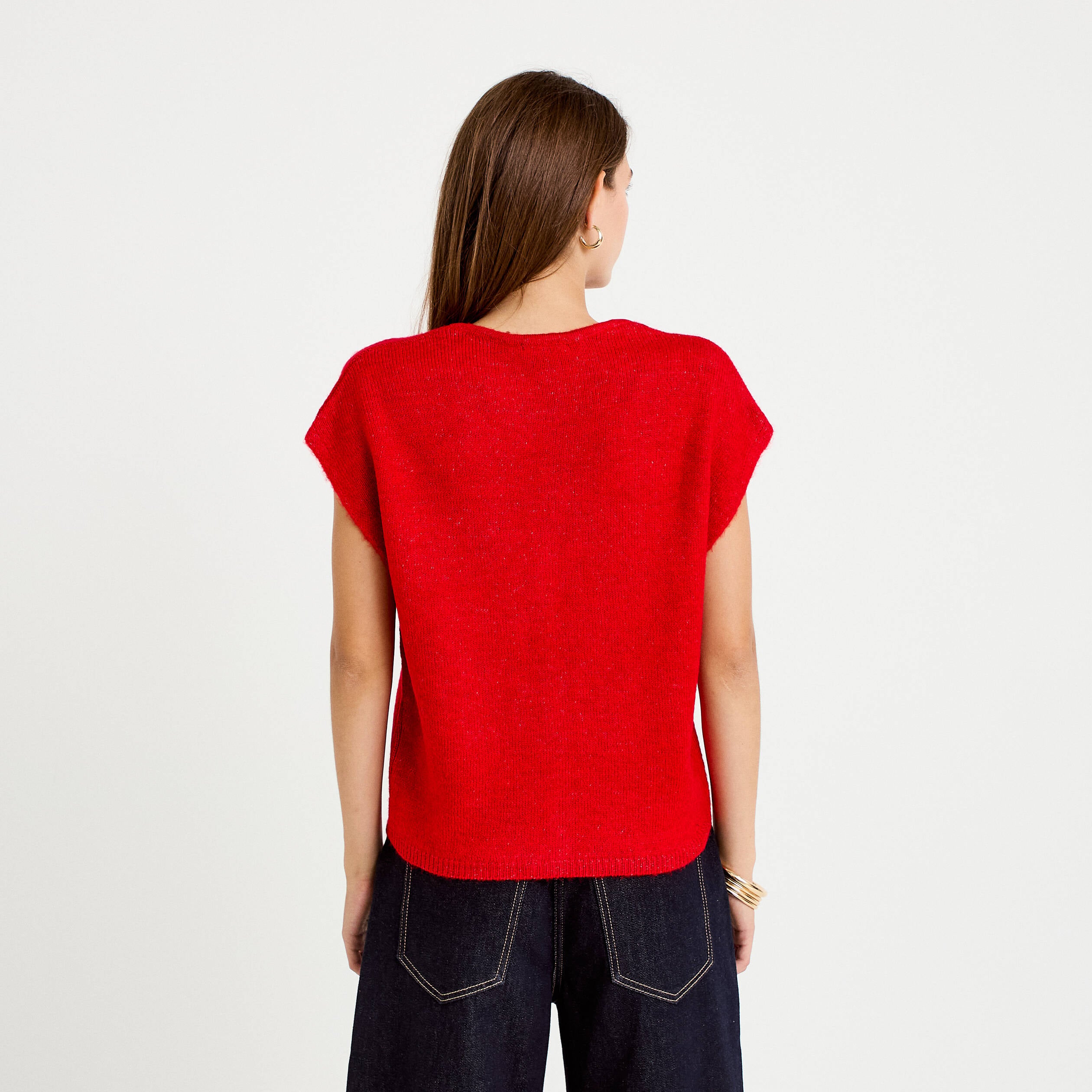 Gilet sans manches rouge femme