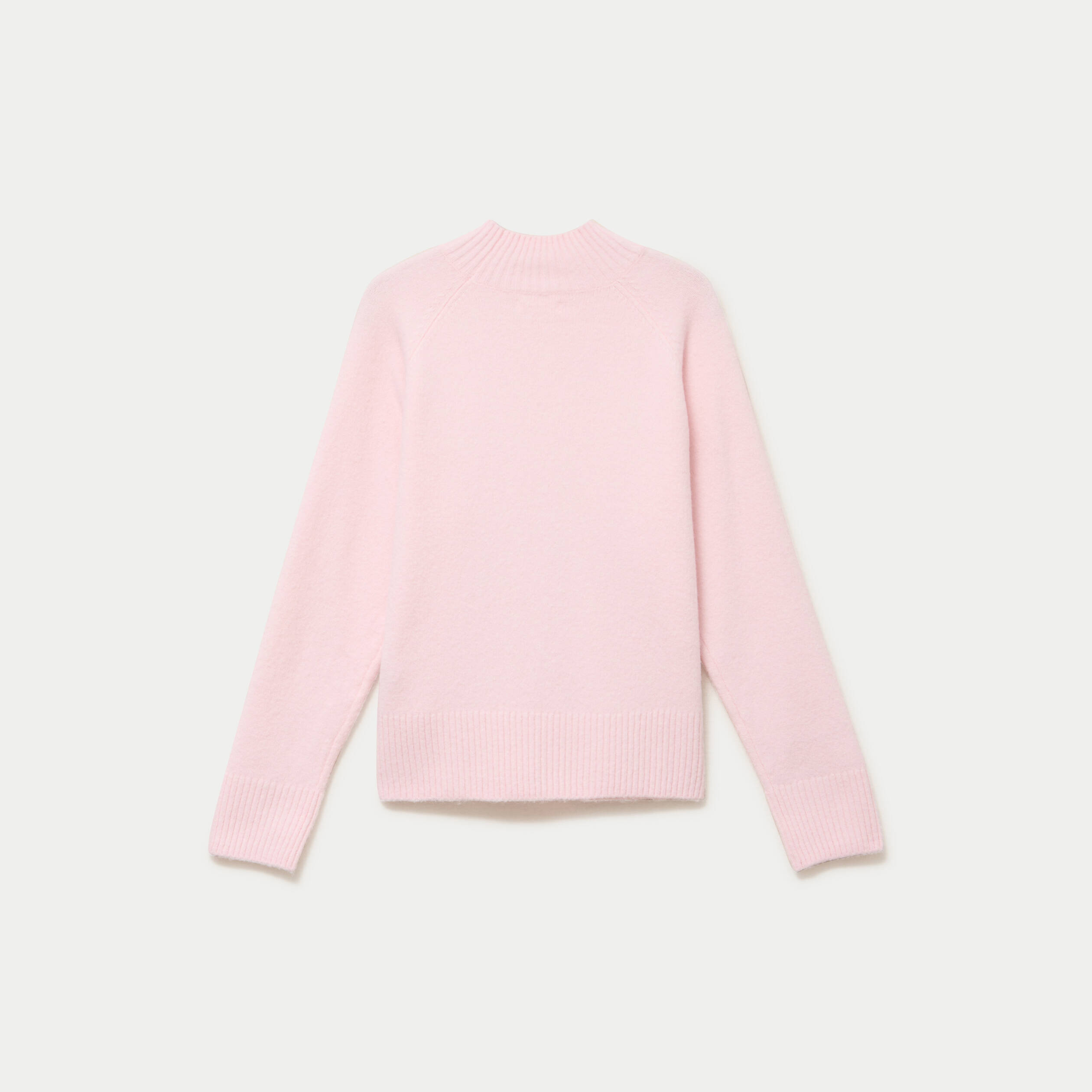 Pull col montant manches longues rose clair femme