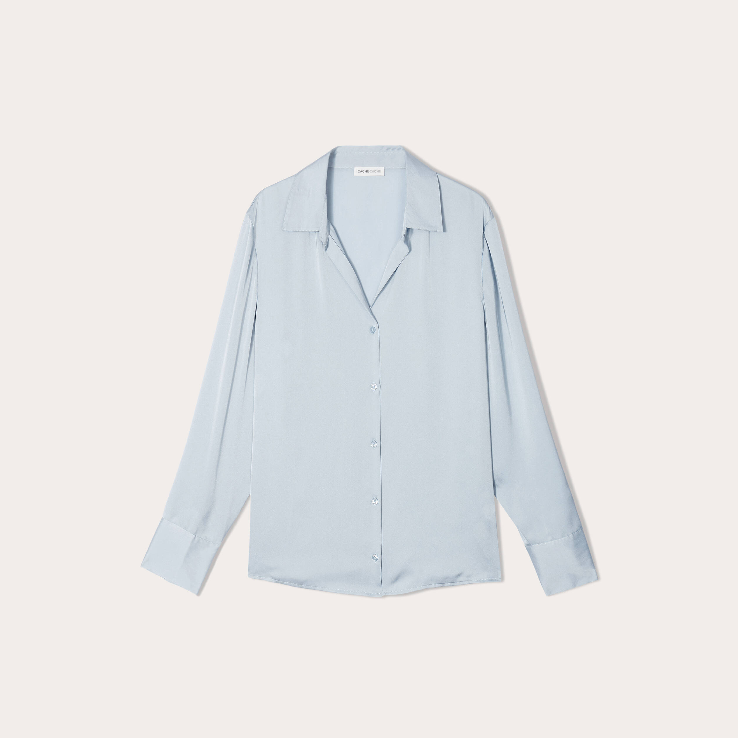 Chemise satin&eacute;e bleu clair femme