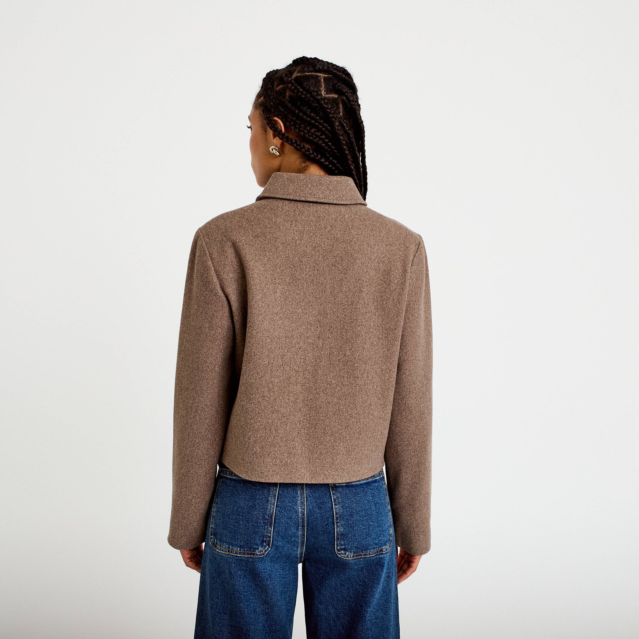 Veste zipp&eacute;e taupe femme