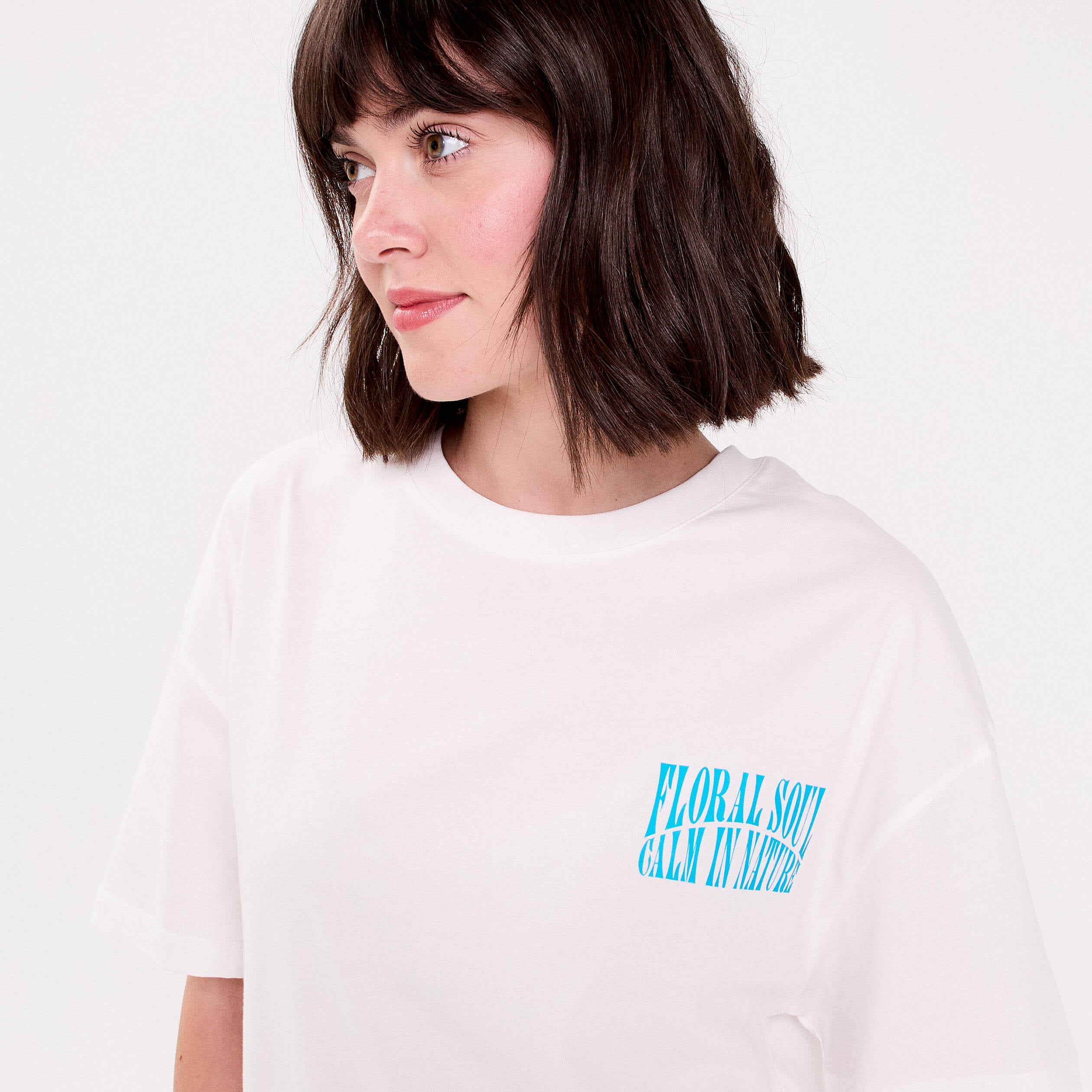 Top oversize manches courtes longues ecru femme