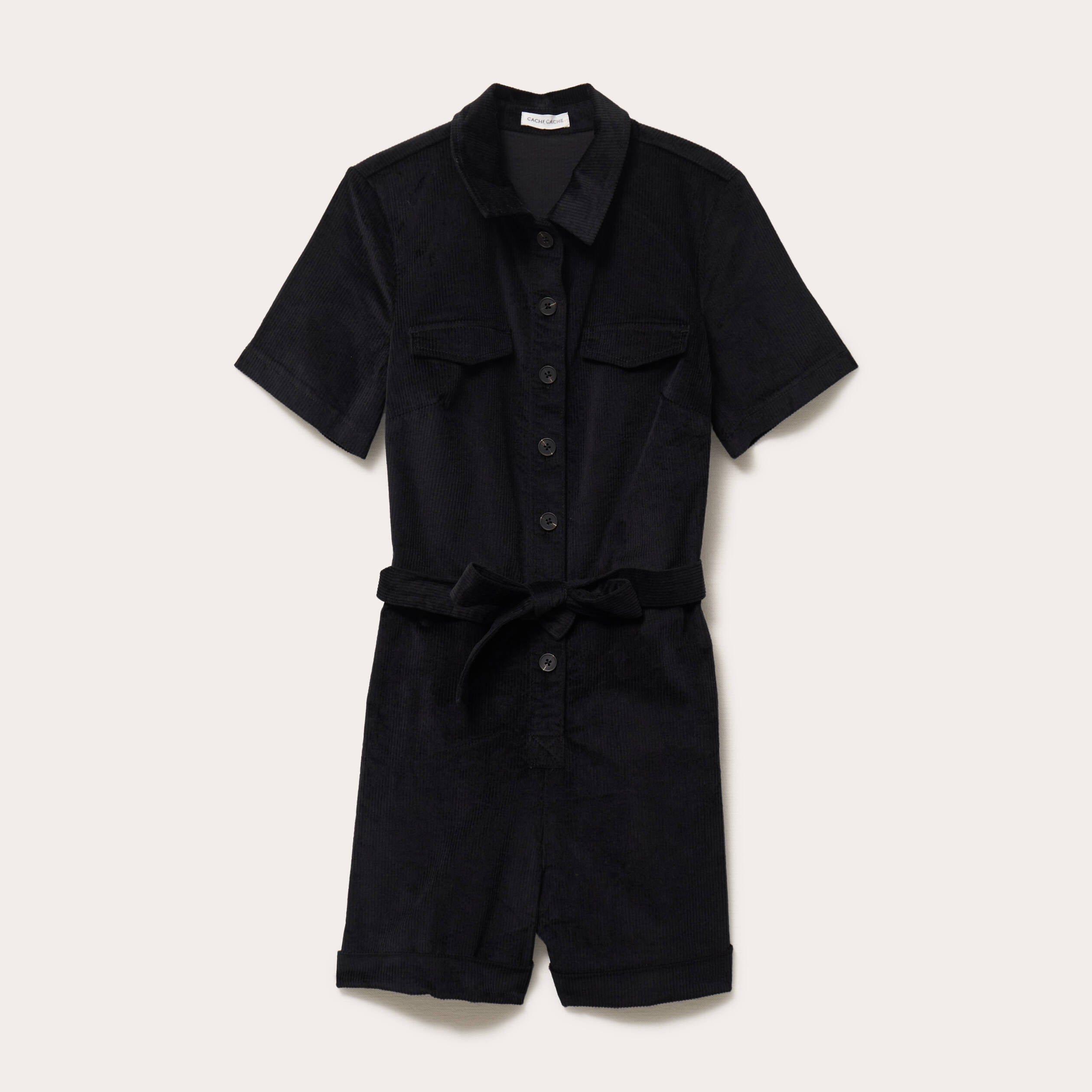 Combishort en velours noir femme