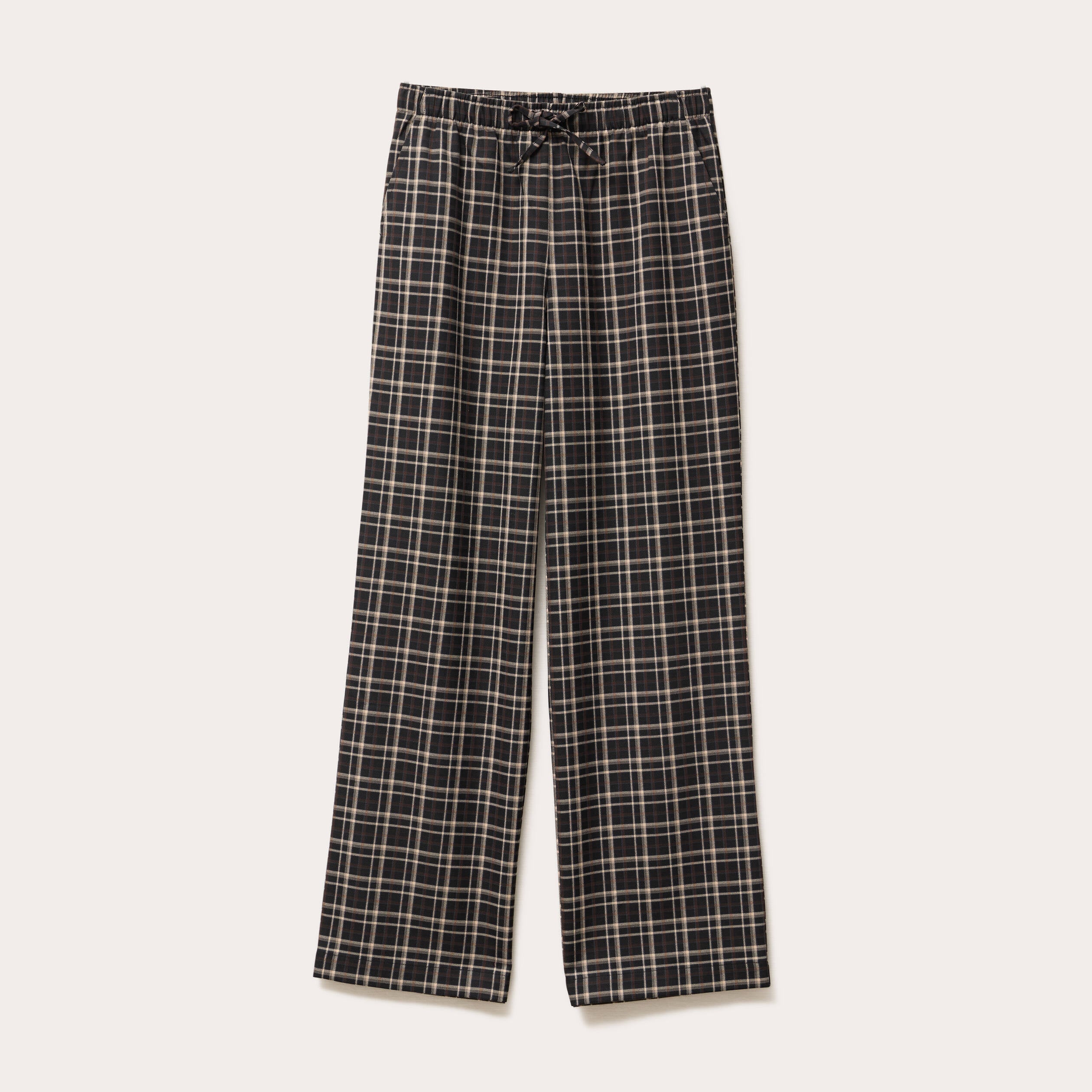 Pantalon large &eacute;lastiqu&eacute; marron chocolat femme