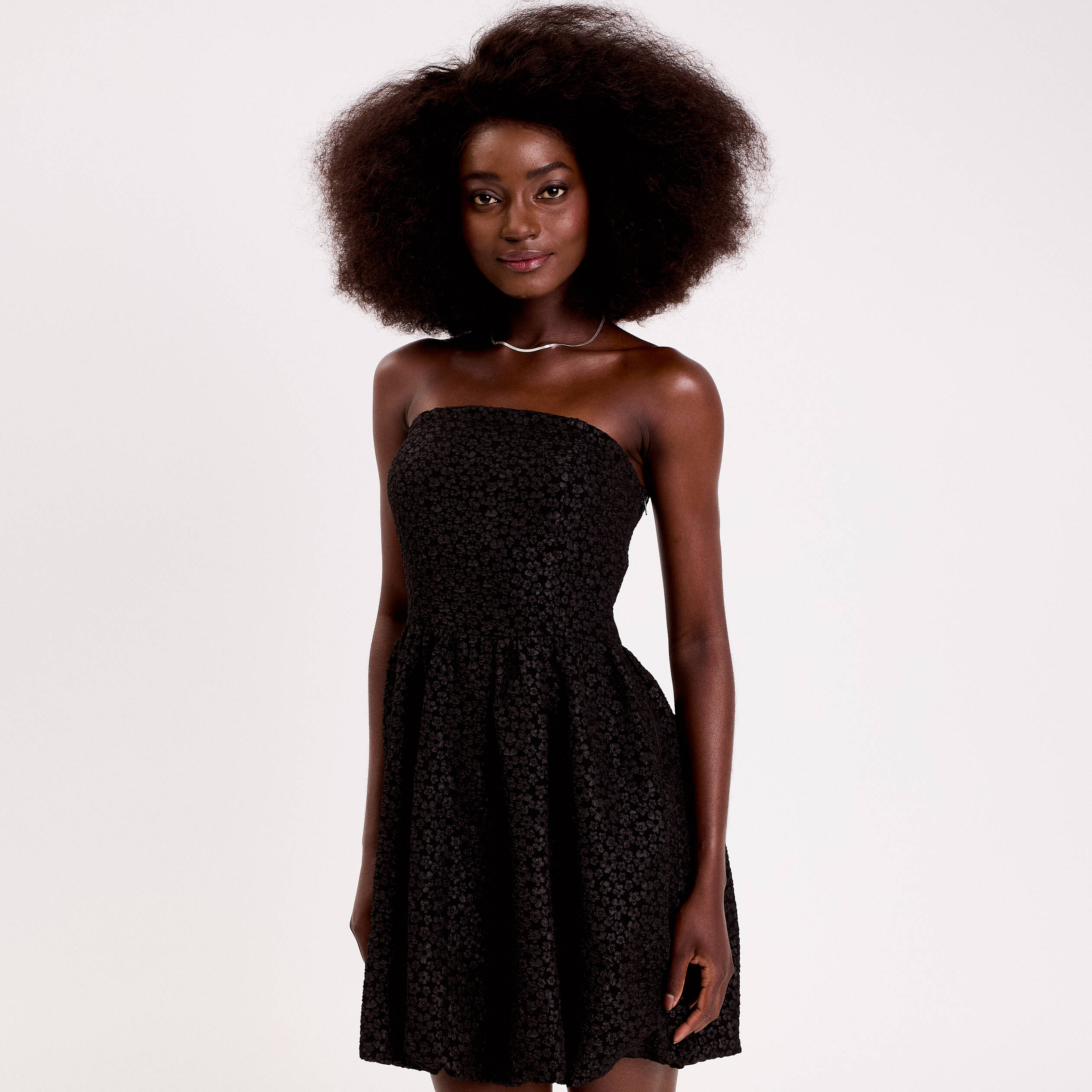 Robe effet boule &agrave; bretelles amobiles noir femme