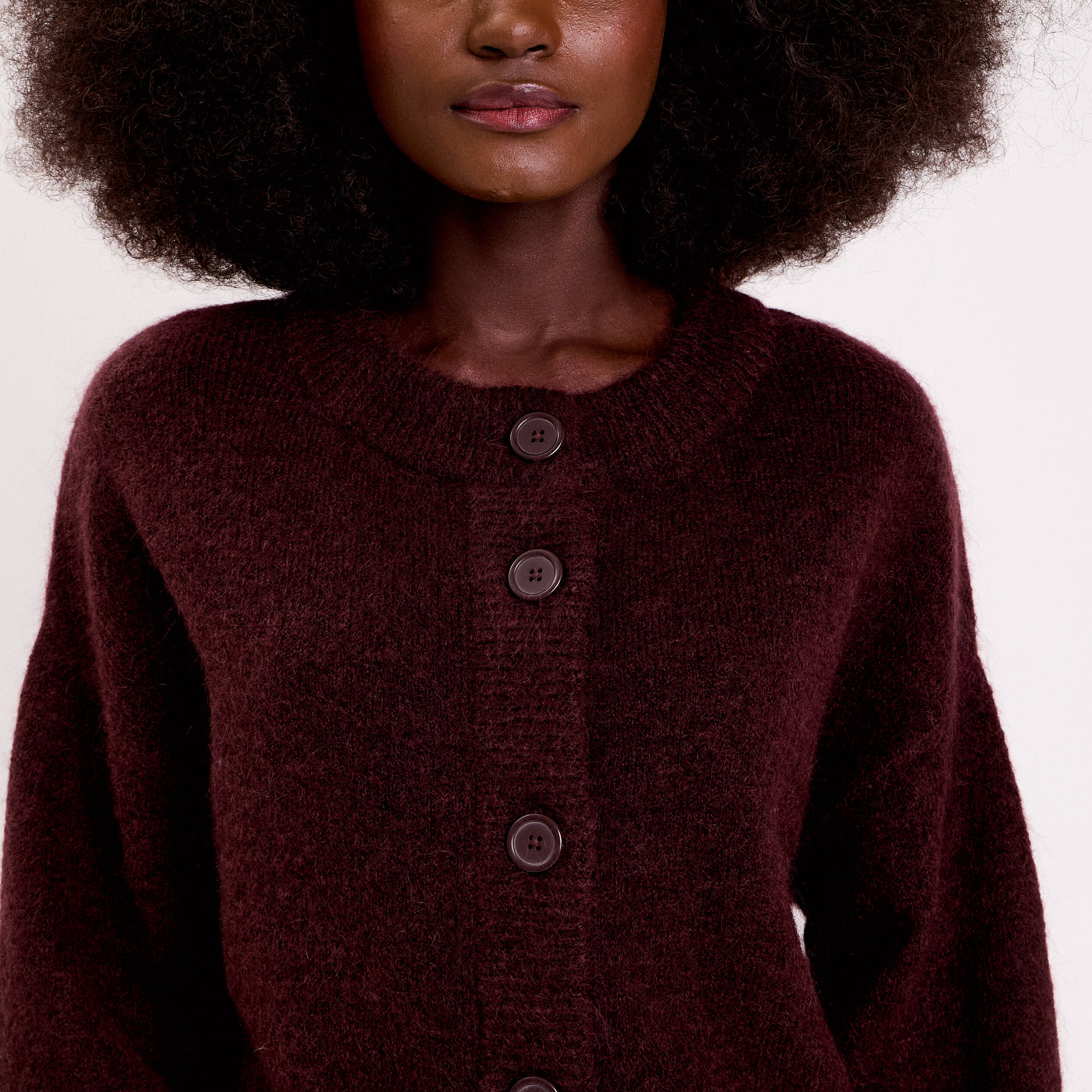 Gilet boutonn&eacute; rouge fonc&eacute; femme